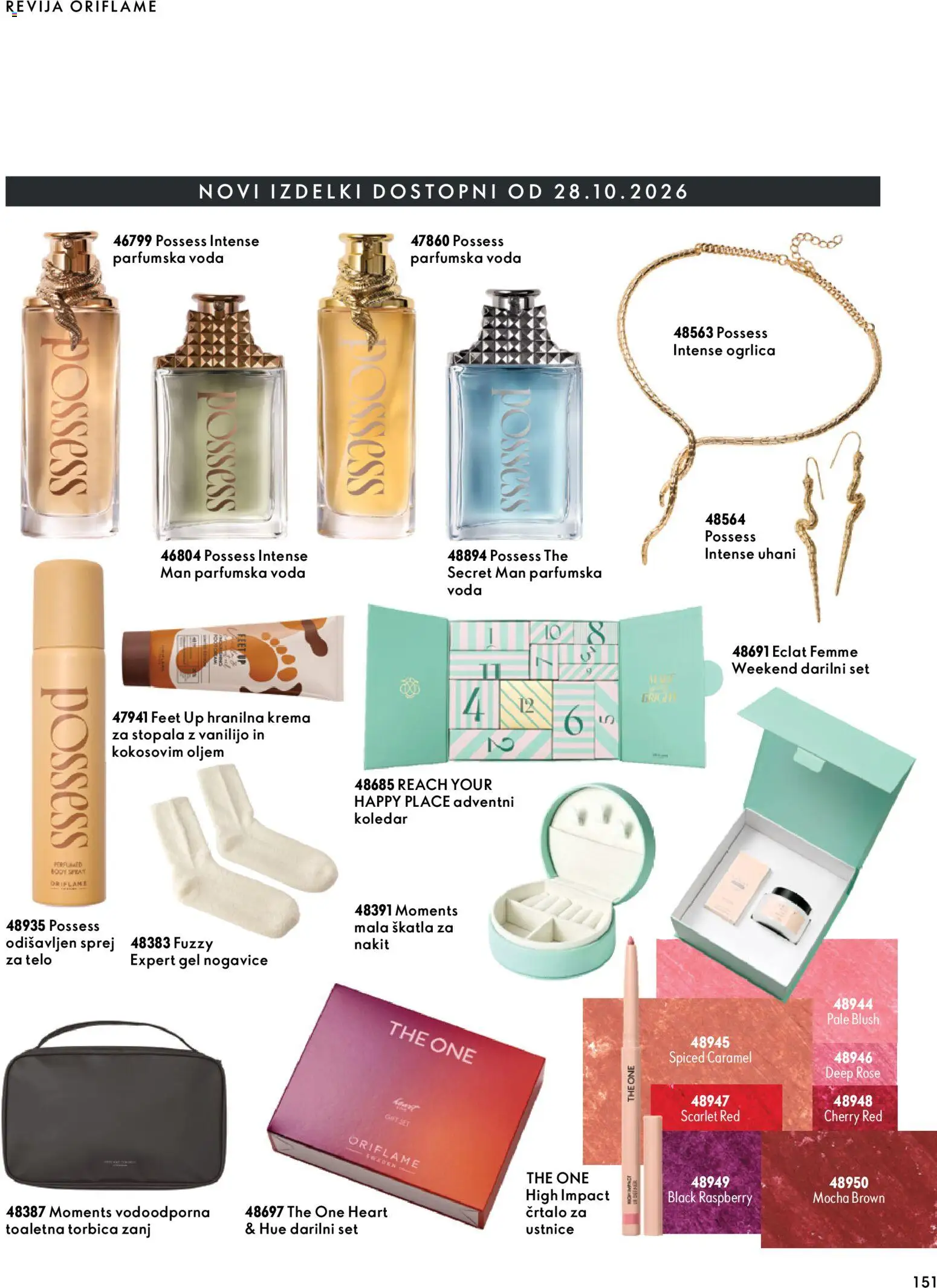 Novi Oriflame katalog ponudbe – veljaven od 07.10.2026 | Stran: 151 | Izdelki: Uhani, Skatla, Nogavice, Parfumska voda