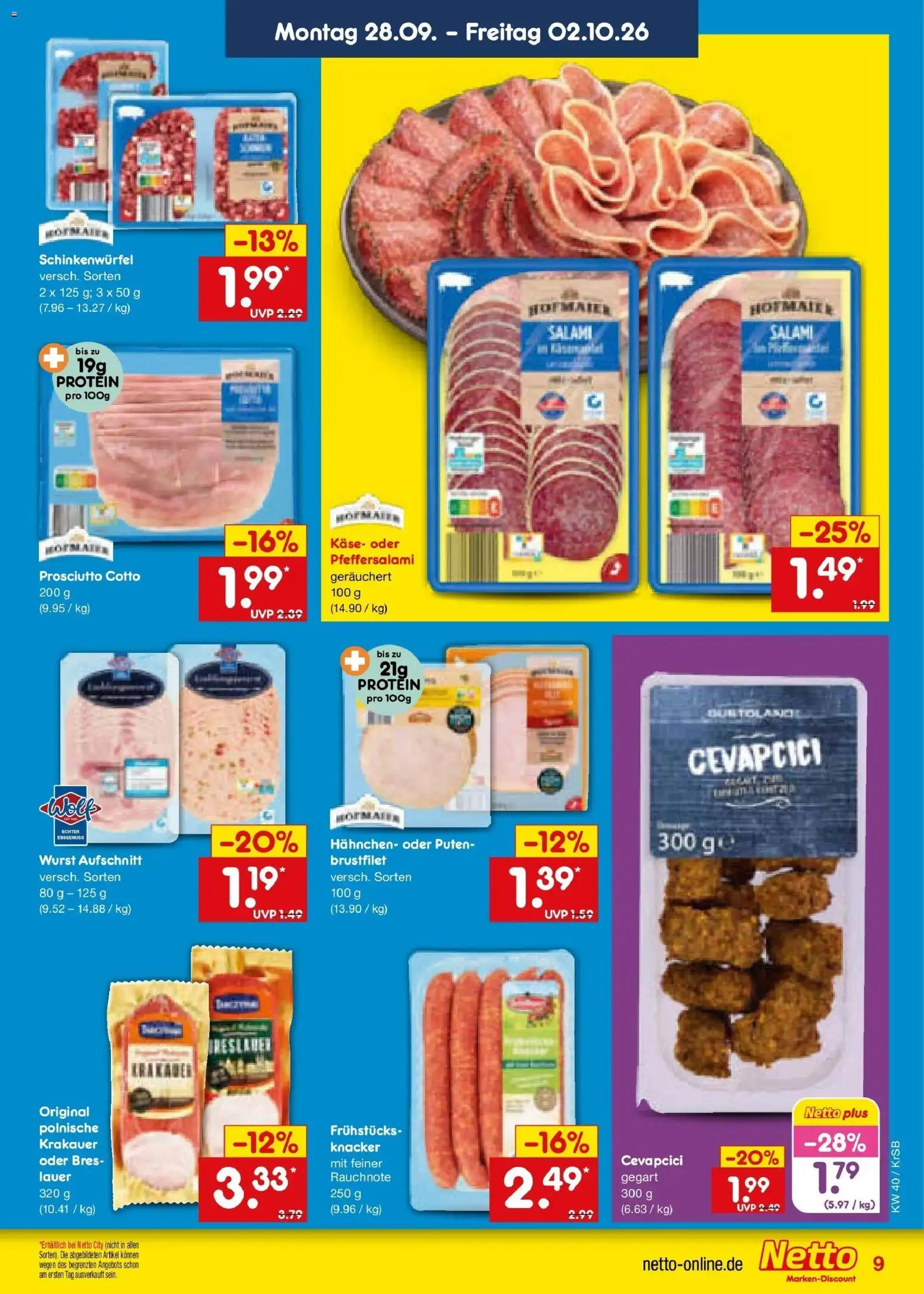 Netto Marken-Discount Prospekt Jüchen – gültig ab 28.09.2026 | Seite: 11 | Produkte: Käse, Cevapcici, Wurst, Salami