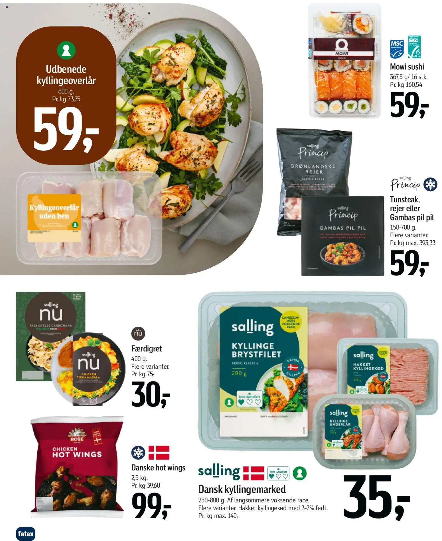 Føtex tilbudsavis – gyldig fra 17.04.2026 | Side: 20 | Produkter: Kyllingekød, Rejer, Sushi