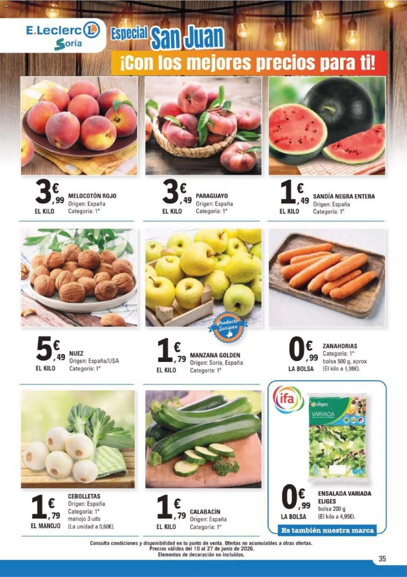 E.Leclerc Soria │ válido desde el 10.06.2026 | Página: 35 | Productos: Calabacín, Manzana, Ensalada, Bolsa