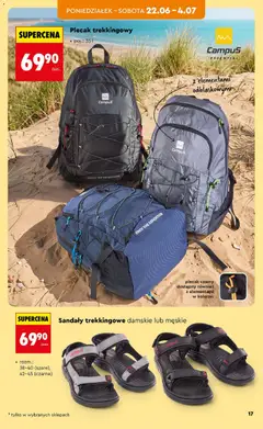 Pogląd oferty "Sandały trekkingowe damskie lub męskie, Sandały trekkingowe damskie lub męskie, rozm.: 38-40 (szare), 42-45 (czarne)" - ważna od 20.06.2026 | Strona: 19 | Produkty: Sandały, Plecak