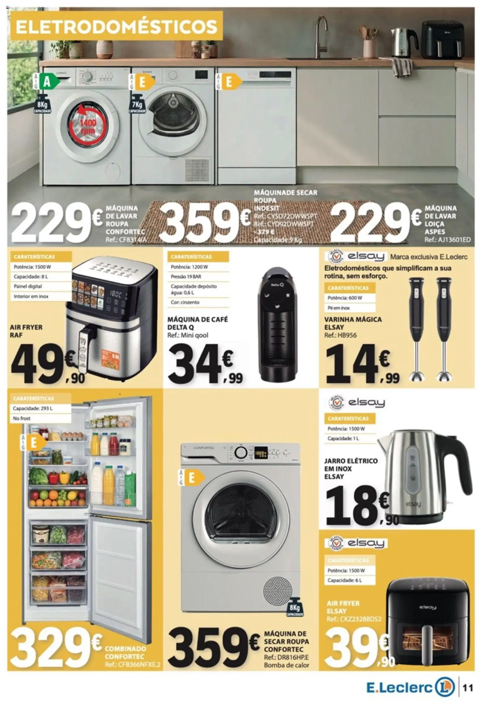 E.Leclerc folheto Não Alimentar │ válido de 22/10/2026 | Página: 11 | Produtos: Agua, Máquina de café, Delta q, Máquina de secar roupa
