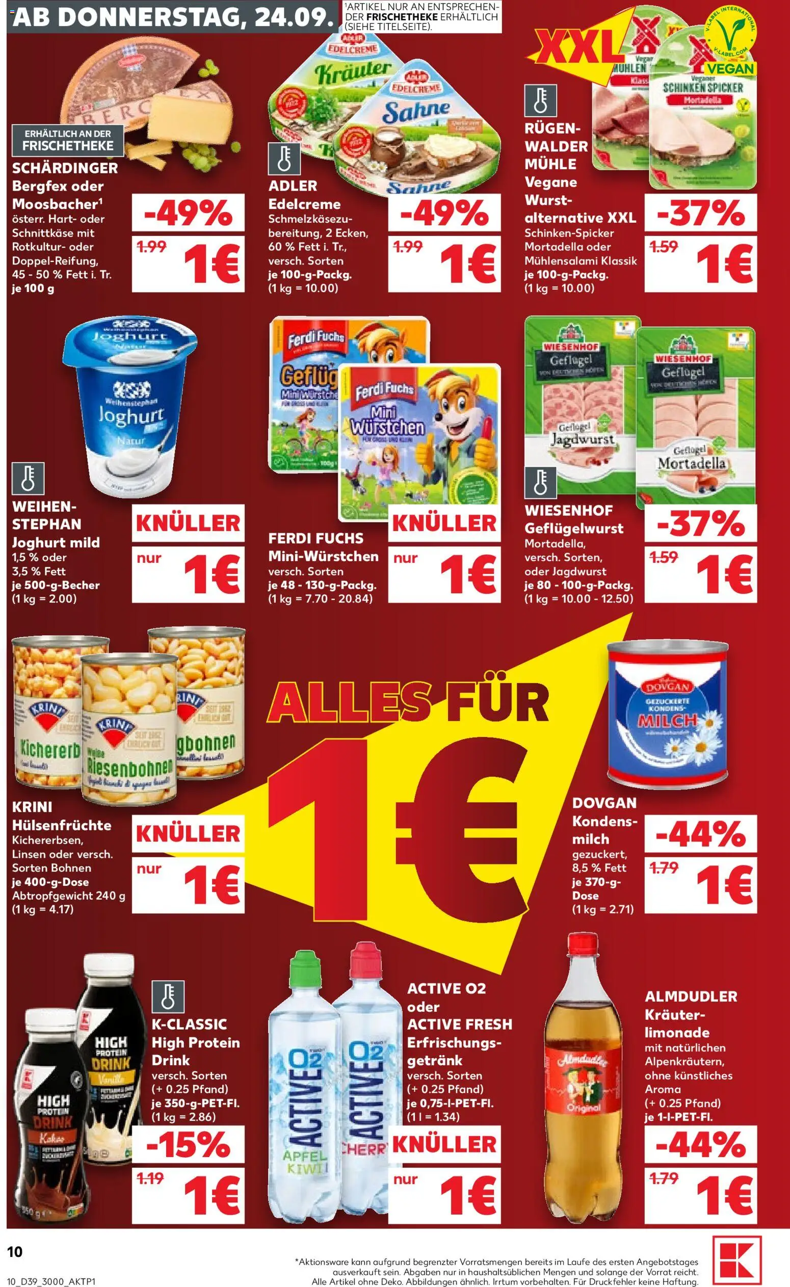 Kaufland Německo leták od 24.09.2026 | Strana: 10 | Produkty: Vegan, Almdudler, Protein drink, Protein