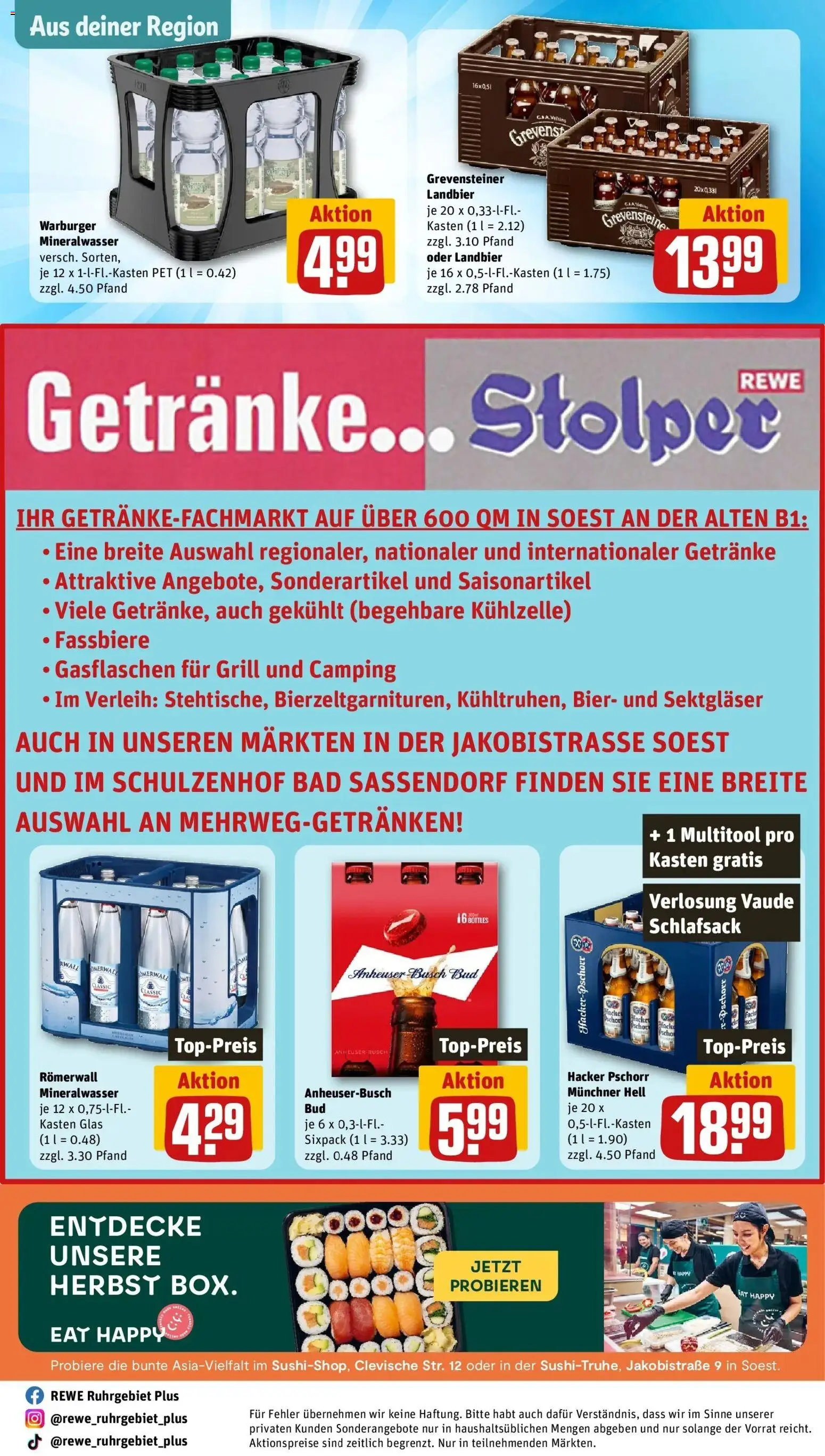 REWE Prospekt ab 12.10.2026 zum Blättern » Angebote | Seite: 32 | Produkte: Grill, Bad, Schlafsack, Veltins