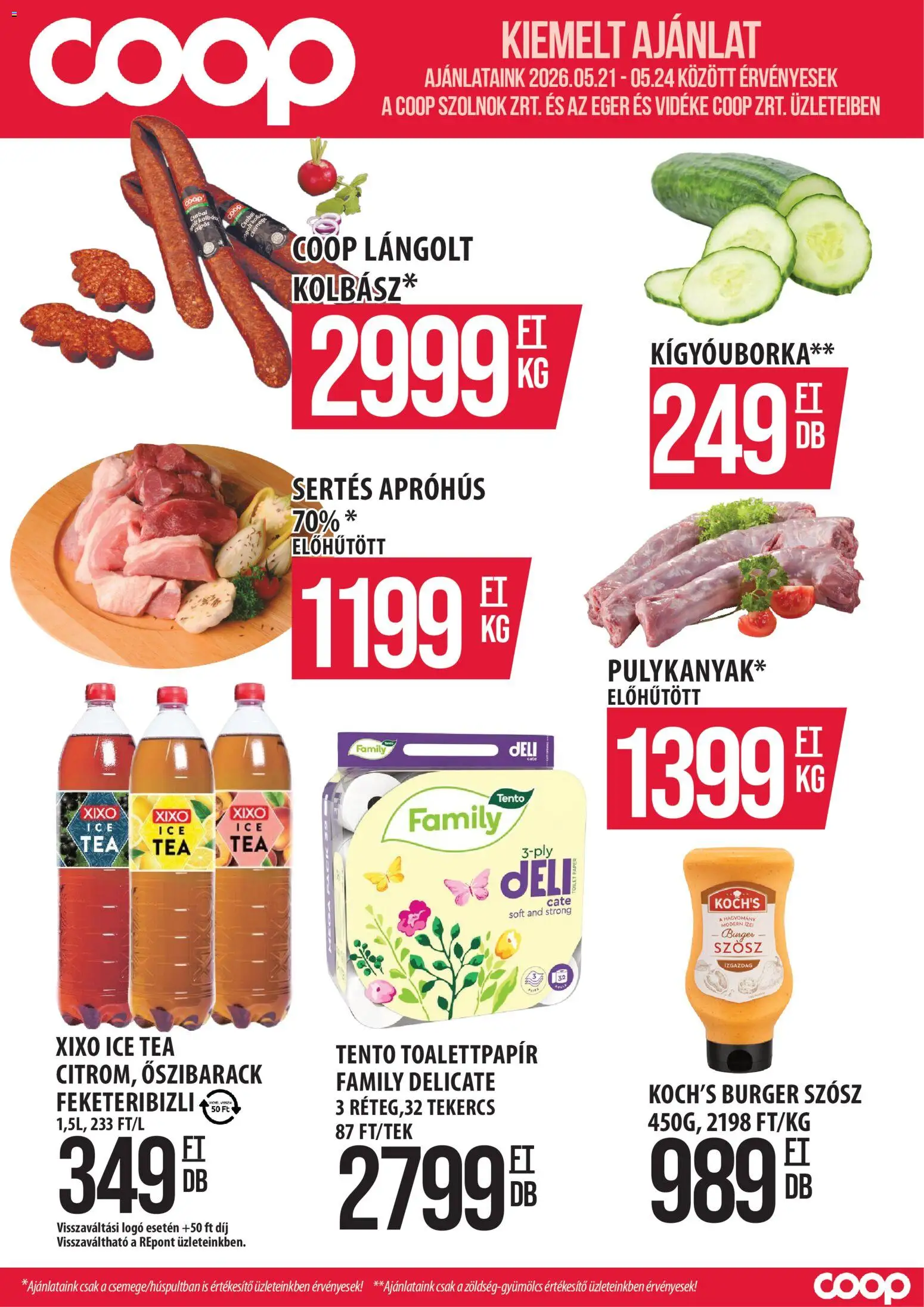 COOP Szolnok akciós ujság - amely érvényes a következő dátumtól: 21.05.2026 | Oldal: 1 | Termékek: Őszibarack, Egér, Ice tea, Tea
