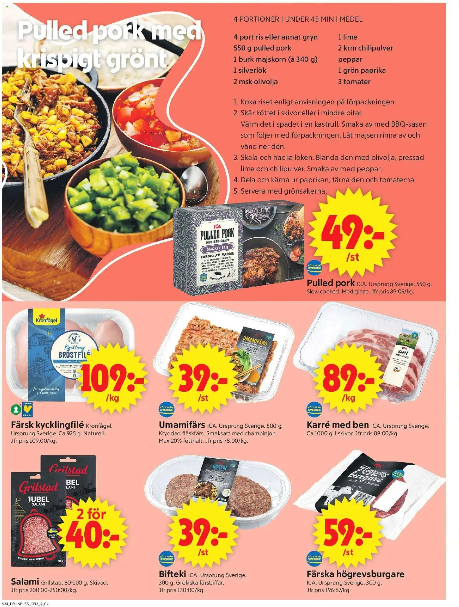 ICA Supermarket reklamblad aktuell från 17/08/2026 | Sida: 4 | Produkter: Peppar, Olivolja, Lime, Pulled pork