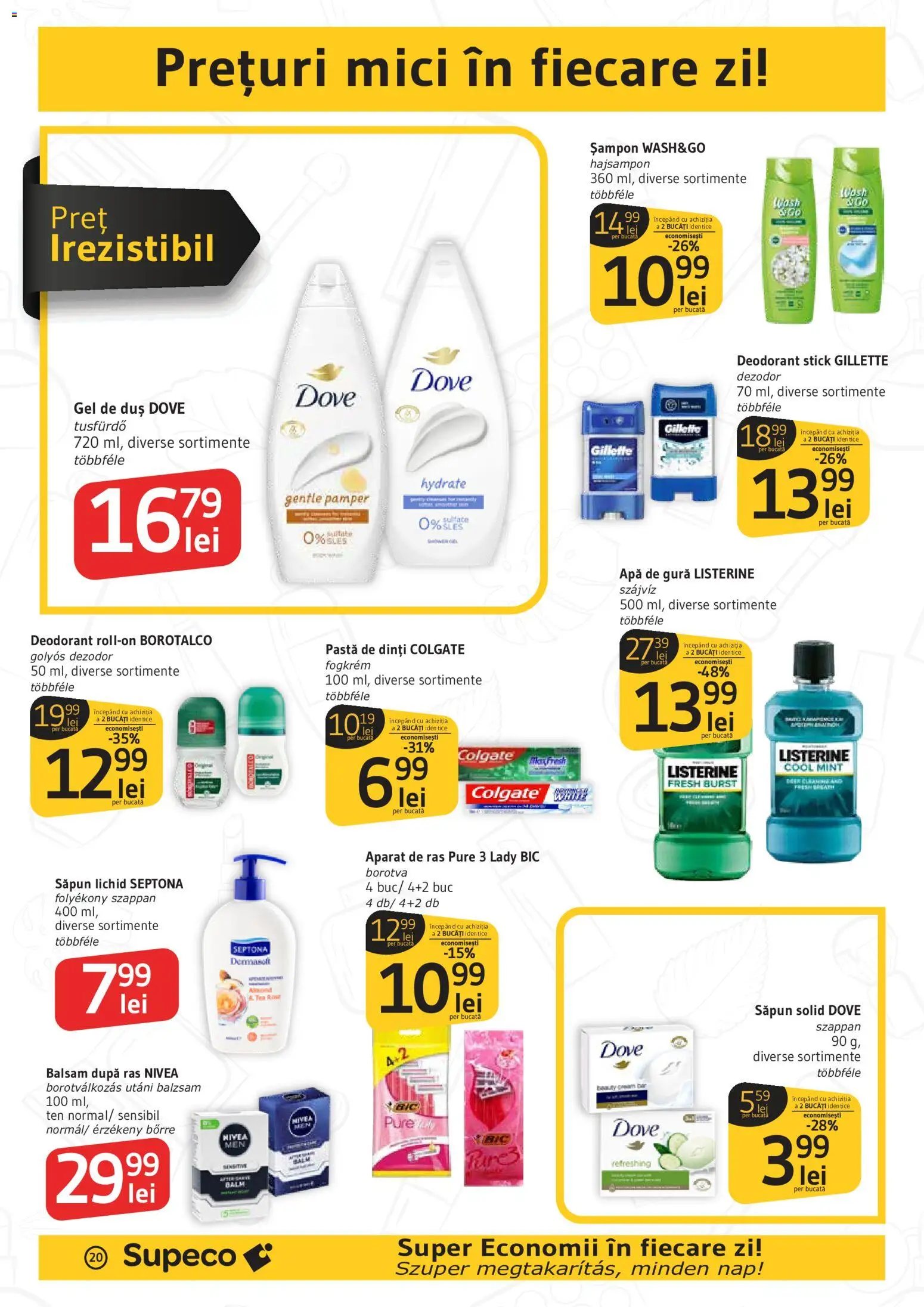 Noul catalog Supeco – valabil de la 09.07.2026 | Pagină: 20 | Produse: Săpun solid, Mici, Șampon, Apă