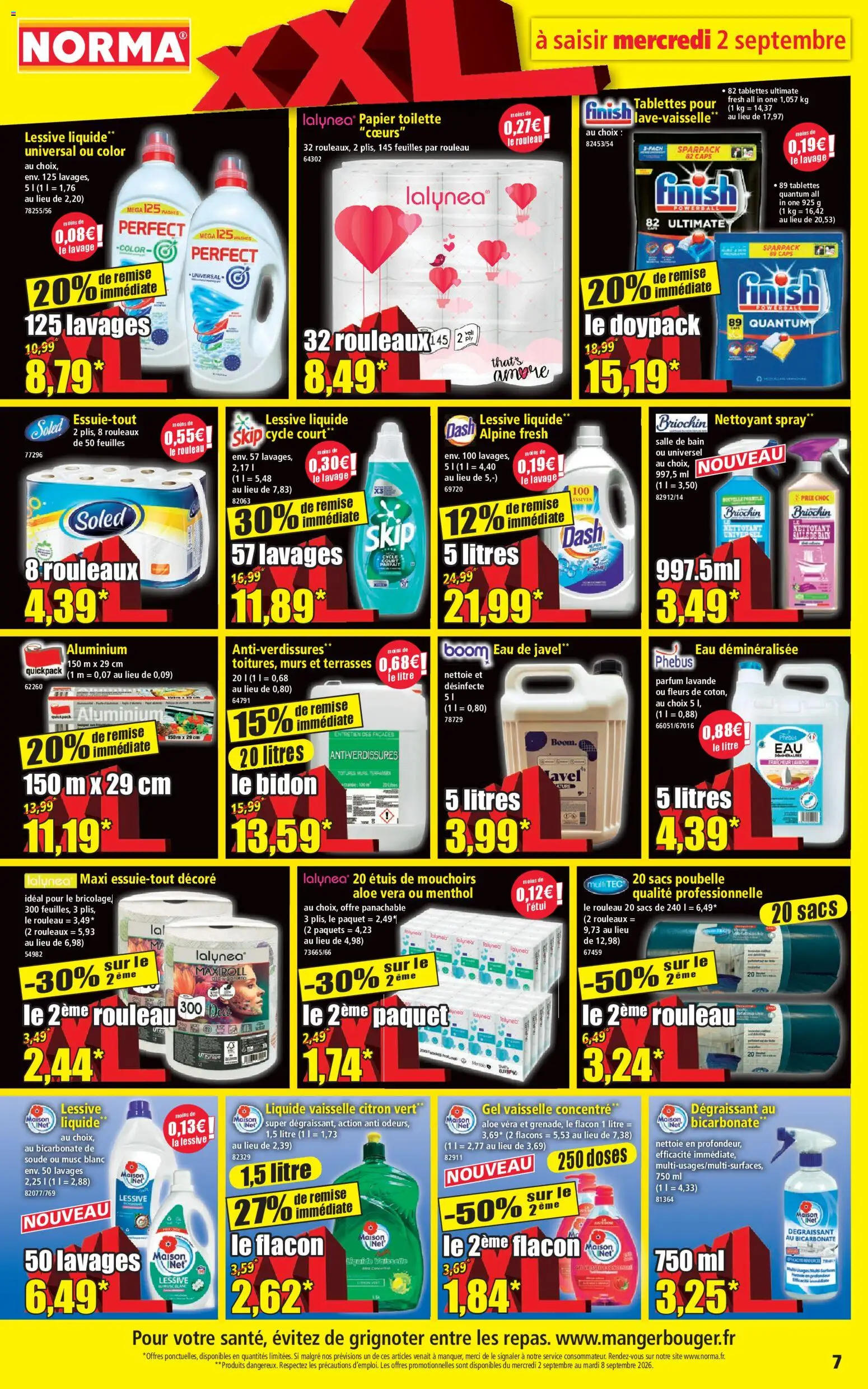 {H1} | Page: 7 | Produits: Papier toilette, Mais, Liquide vaisselle, Dash