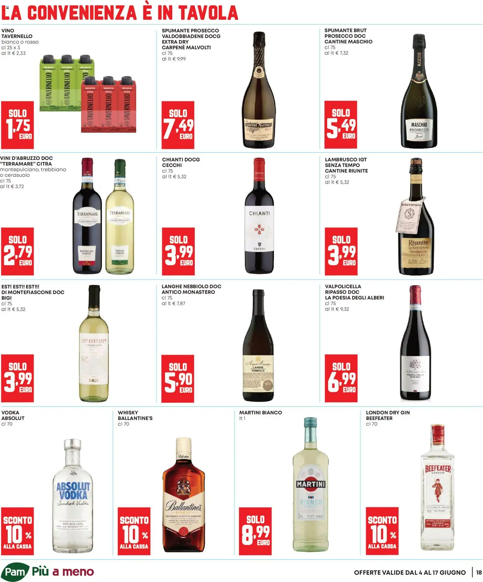 Volantino Panorama del 04.06.2026 | Pagina: 18 | Prodotti: Gin, Vodka, Prosecco, Vino
