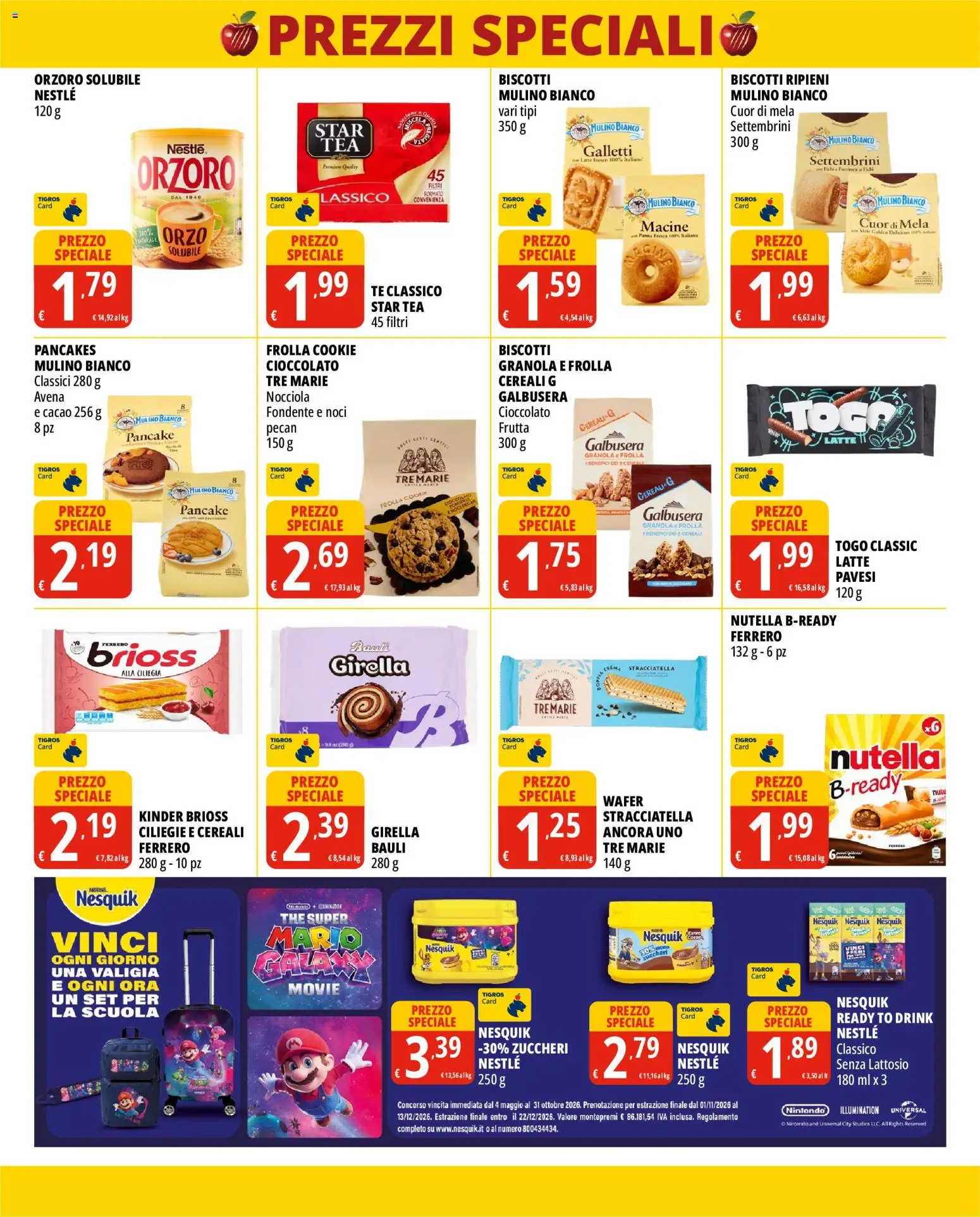 Volantino Tigros del 28/10/2026 | Pagina: 6 | Prodotti: Mele, Cereali, Biscotti, Cacao