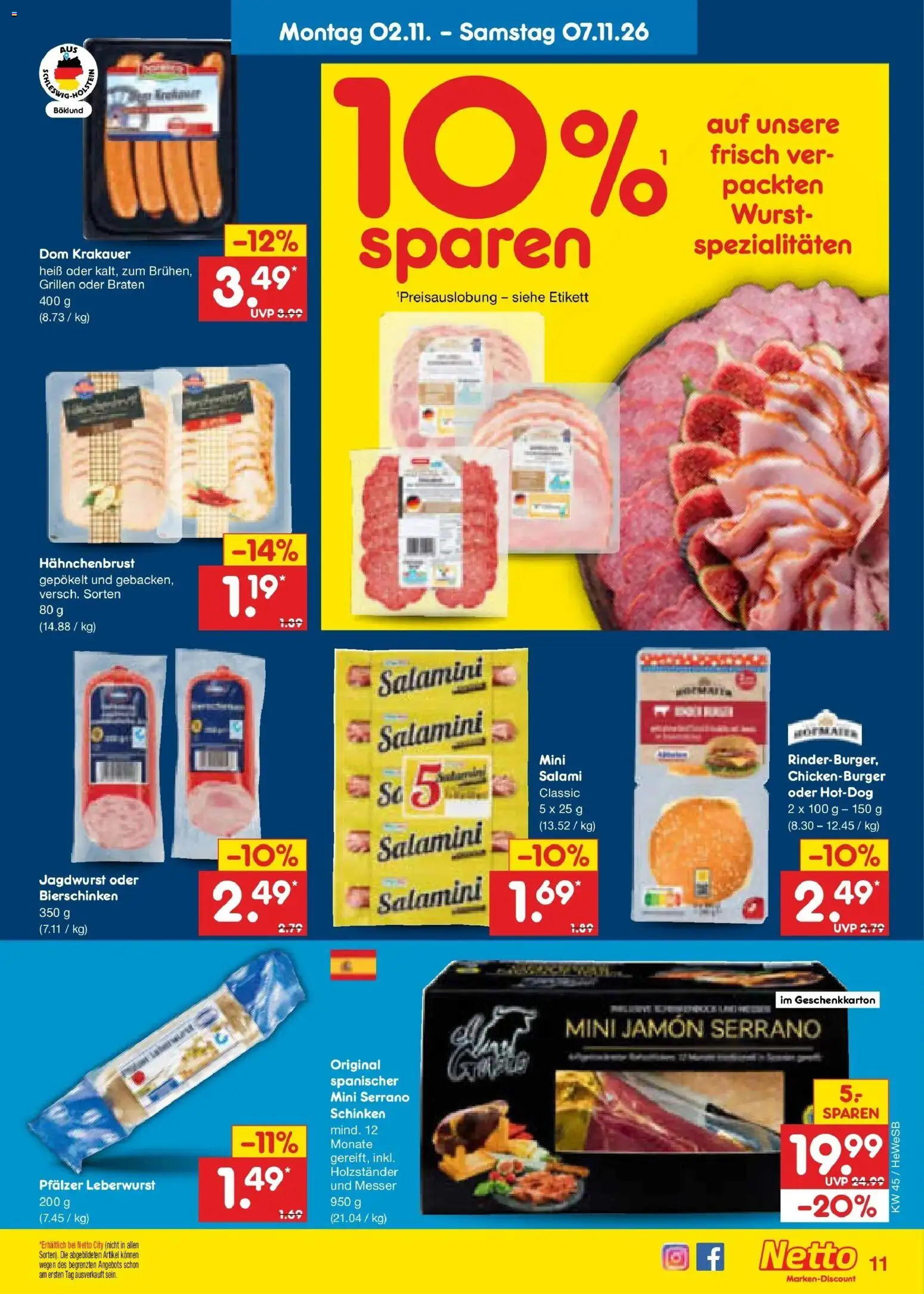 Netto Marken-Discount Prospekt Hamburg – gültig ab 02.11.2026 | Seite: 17 | Produkte: Spezialitäten, Wurst, Salami, Schinken