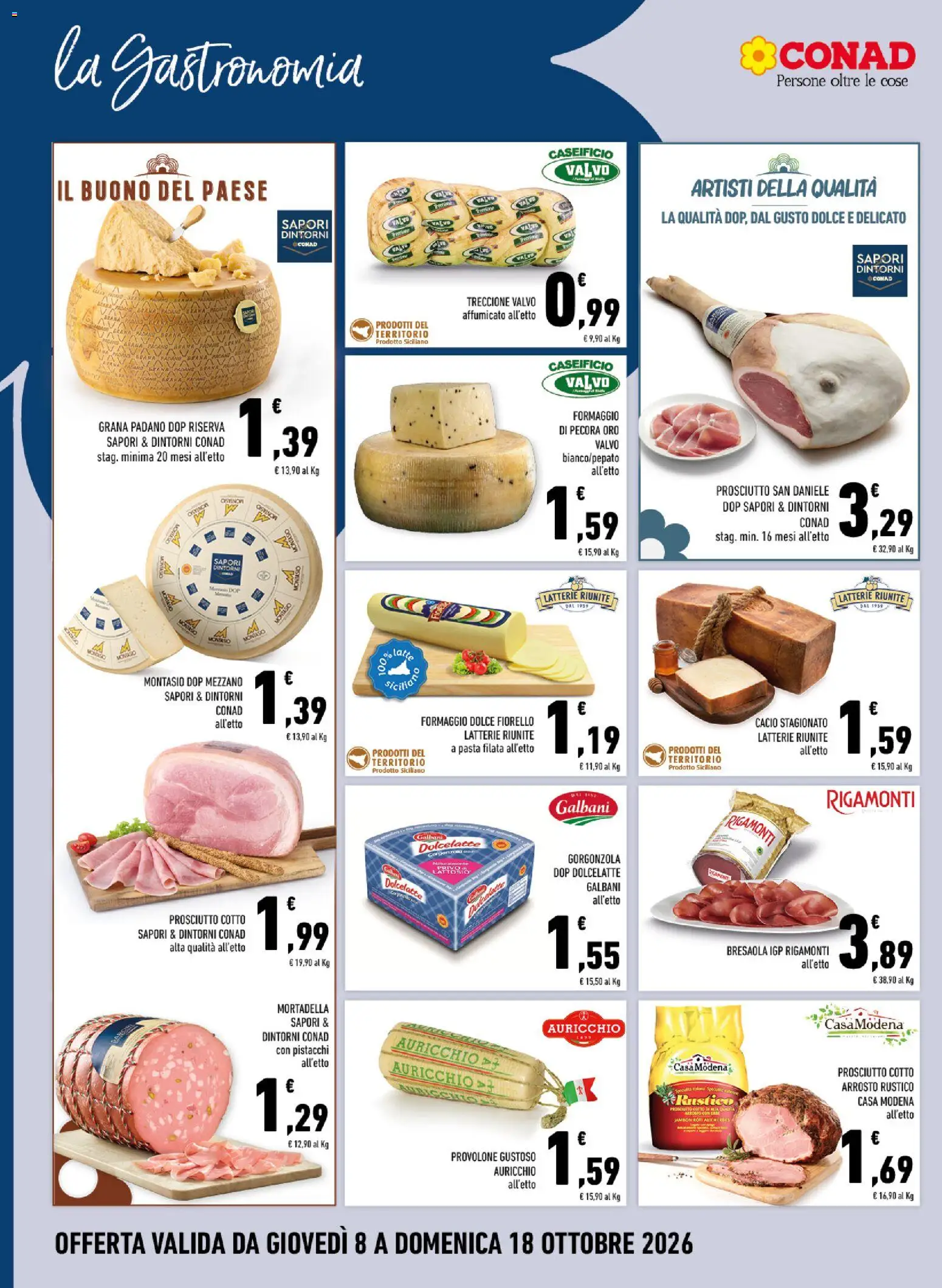 Volantino Conad del 08/10/2026 | Pagina: 8 | Prodotti: Arrosto, Bresaola, Formaggio di pecora, Gorgonzola
