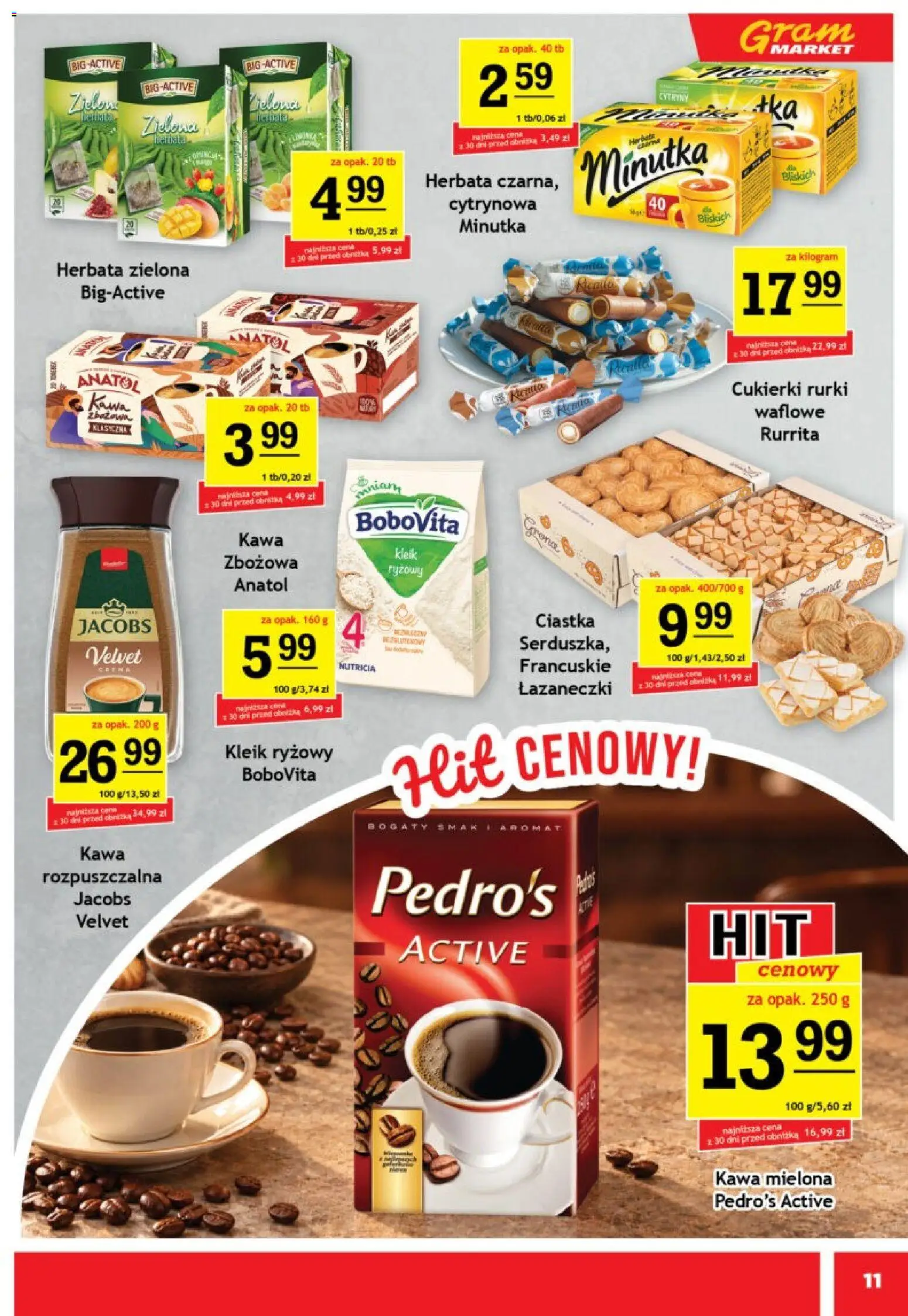 Gram Market gazetka od 07.10.2026 | Strona: 11 | Produkty: Kawa rozpuszczalna, Herbata zielona, Ciastka, Kawa mielona