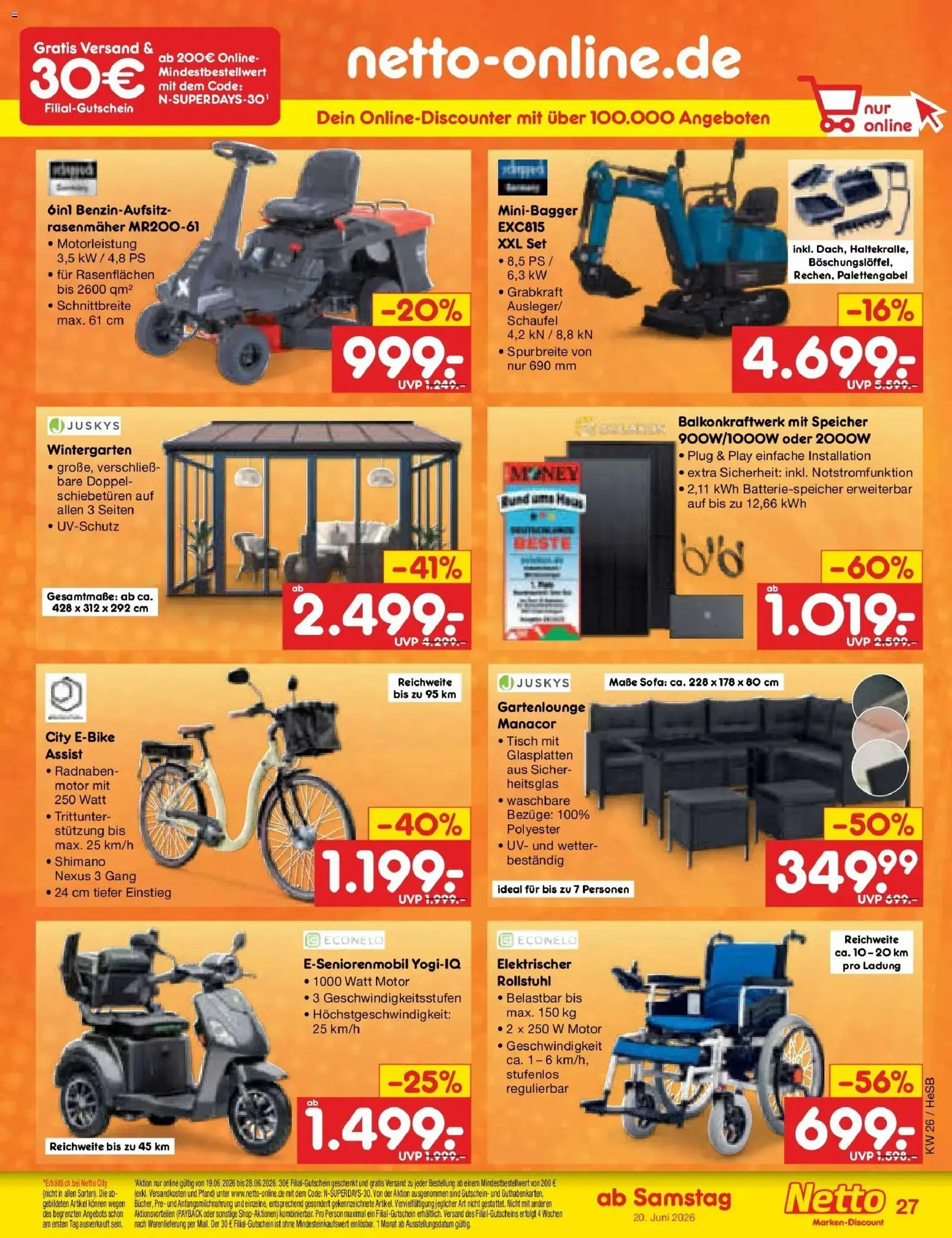 Netto Marken-Discount Prospekt Kröpelin – gültig ab 21.06.2026 | Seite: 39 | Produkte: Rasenmäher, Sofa, Tisch
