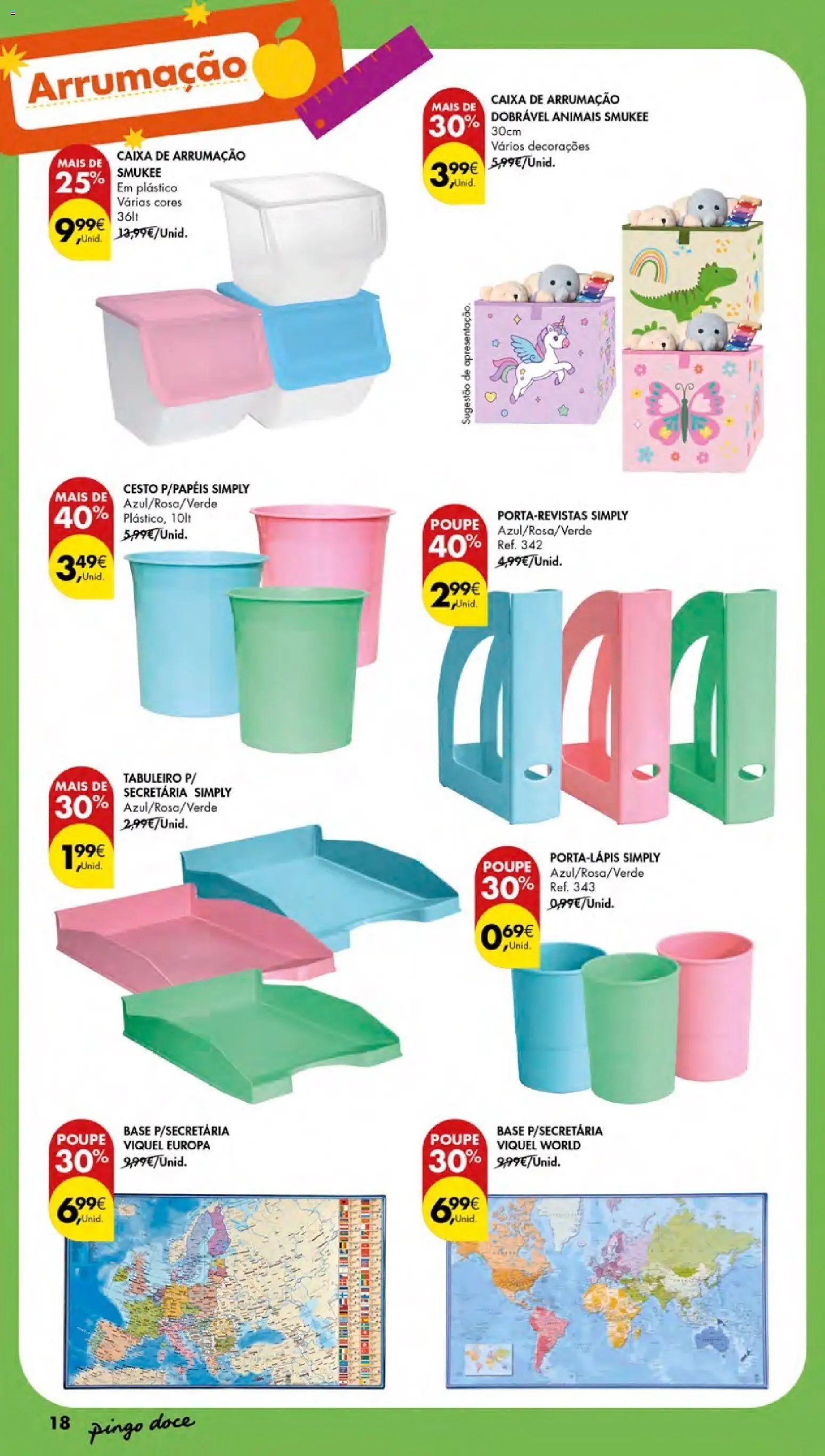 Pingo Doce Regresso às Aulas Açores │ válido de 20/08/2026 | Página: 18 | Produtos: Caixa de arrumação, Base, Caixa