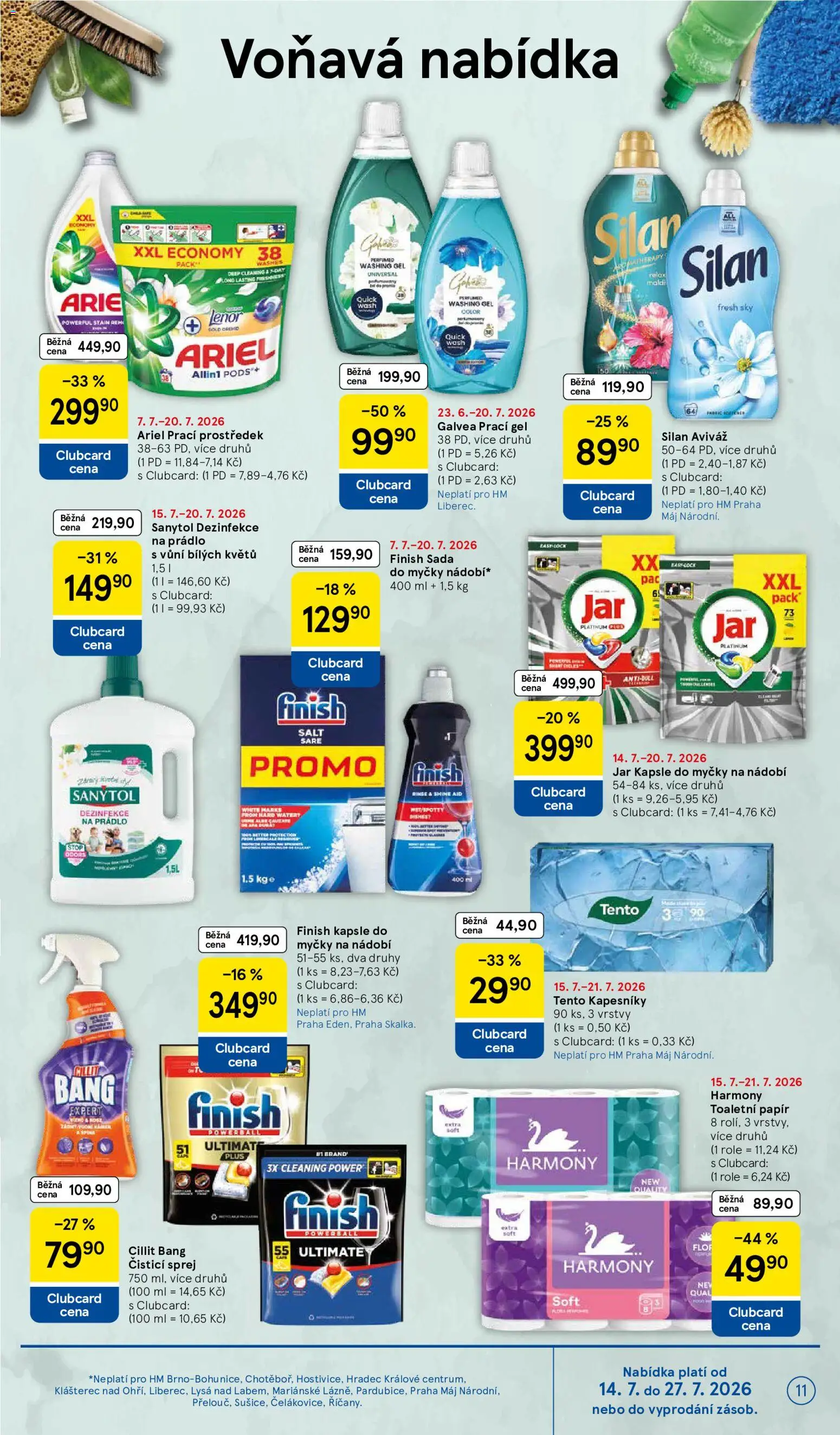 Tesco leták - Hypermarket od 15.07.2026 | Strana: 11 | Produkty: Nádobí, Kapsle, Dezinfekce na prádlo, Kapesníky