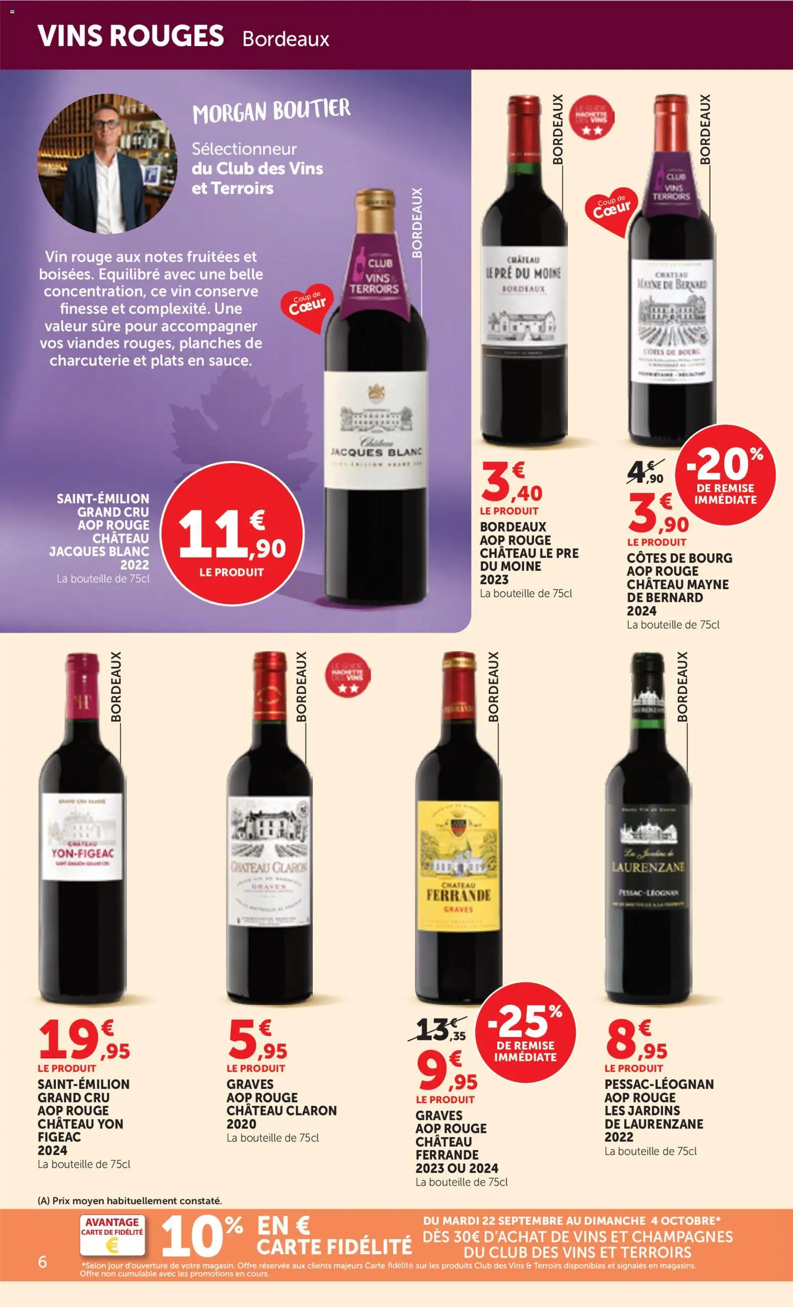 {H1} | Page: 6 | Produits: Charcuterie, Vin rouge, Bouteille, Vin