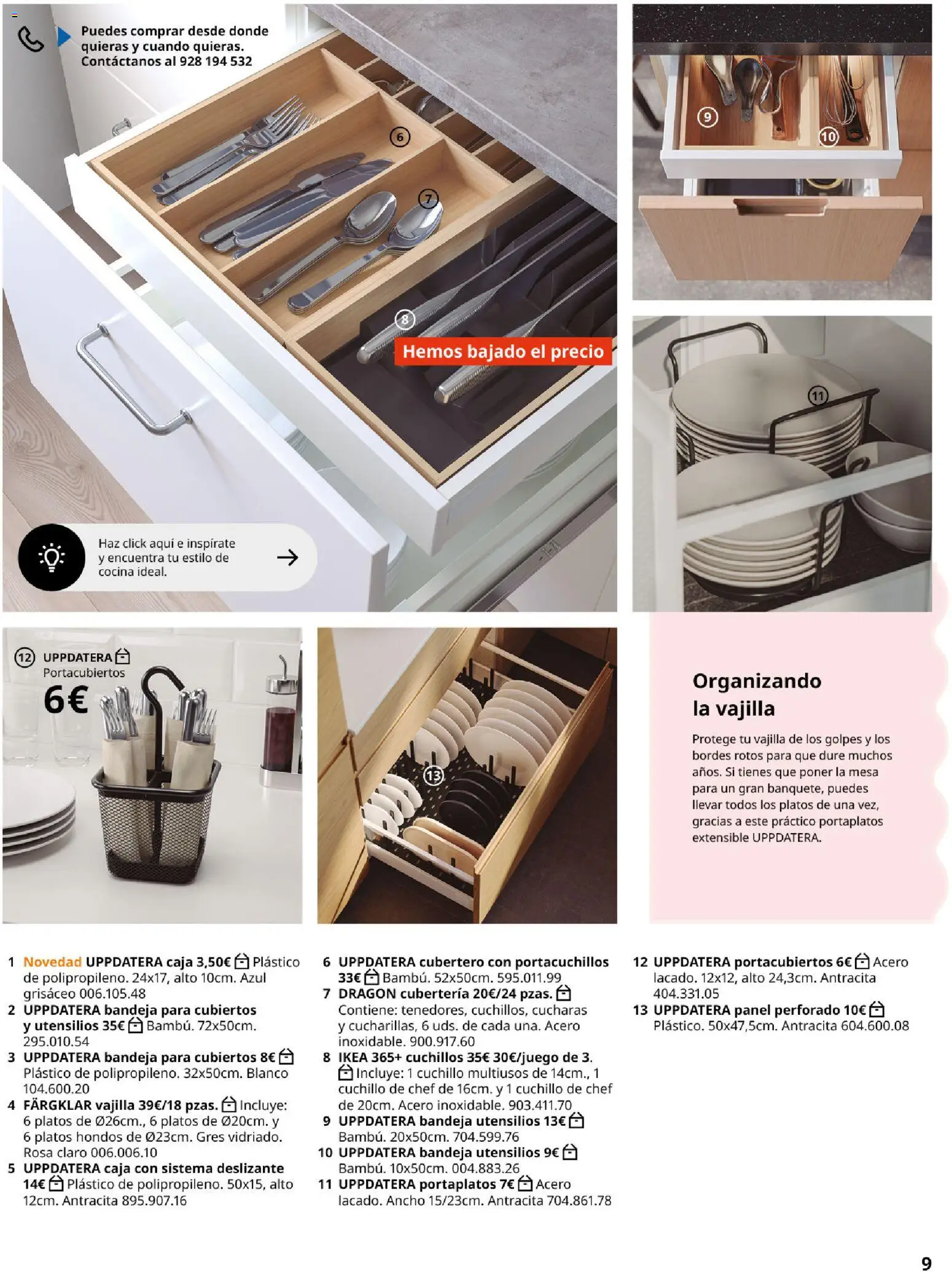 Catálogo IKEA Organización en el hogar │ válido desde el 15/01/2026 | Página: 9 | Productos: Portaplatos, Bandeja, Mesa, Caja
