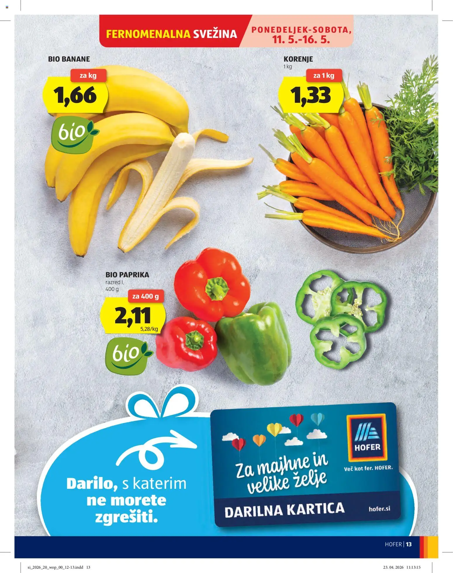 Hofer SI katalog | vrijedi od 06.05.2026 | Stranica: 13 | Proizvodi: Banane, Paprika, Zelje