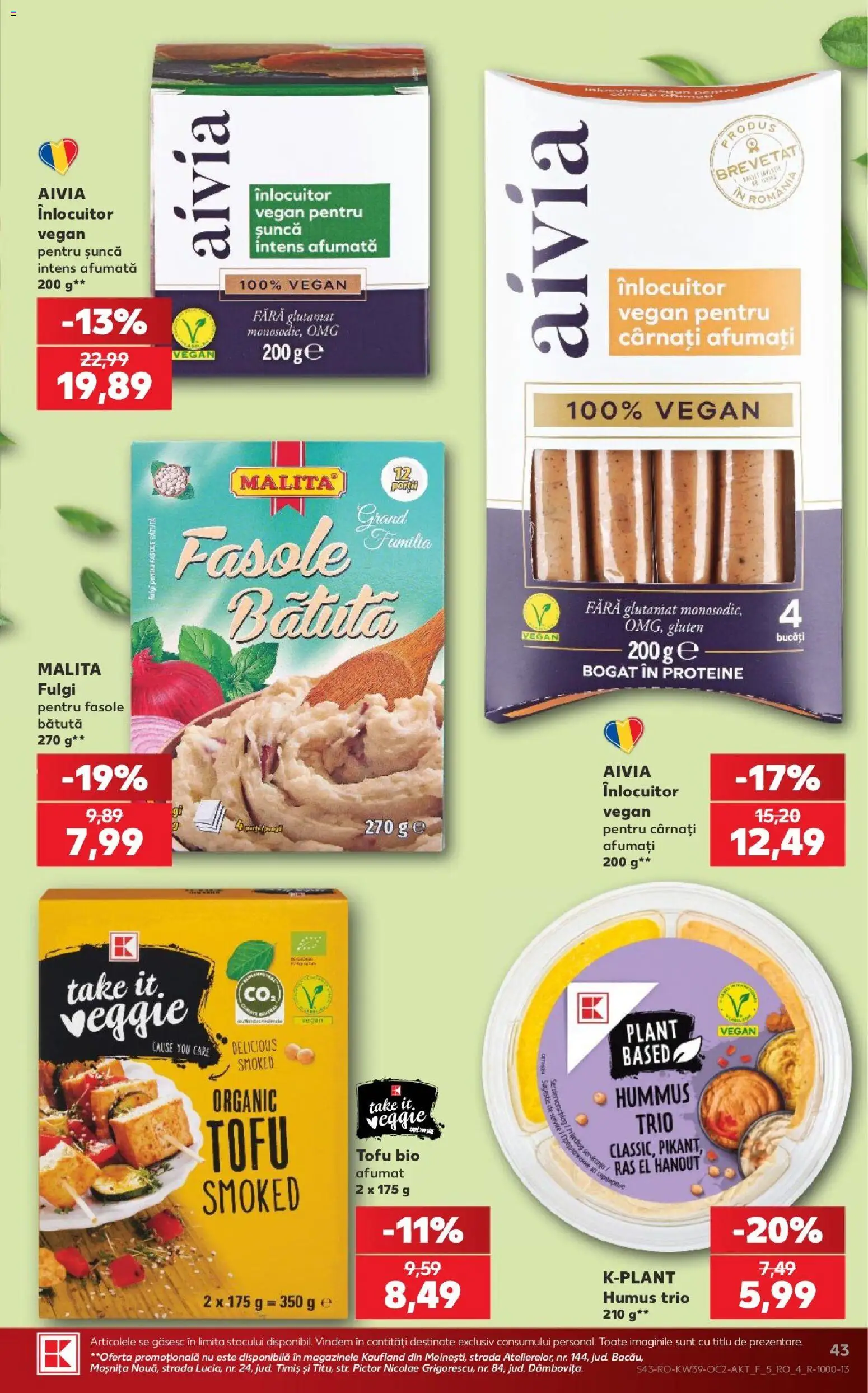 Kaufland RO akciós ujság - amely érvényes a következő dátumtól: 2026.09.23. | Oldal: 43 | Termékek: Tofu, Vegán