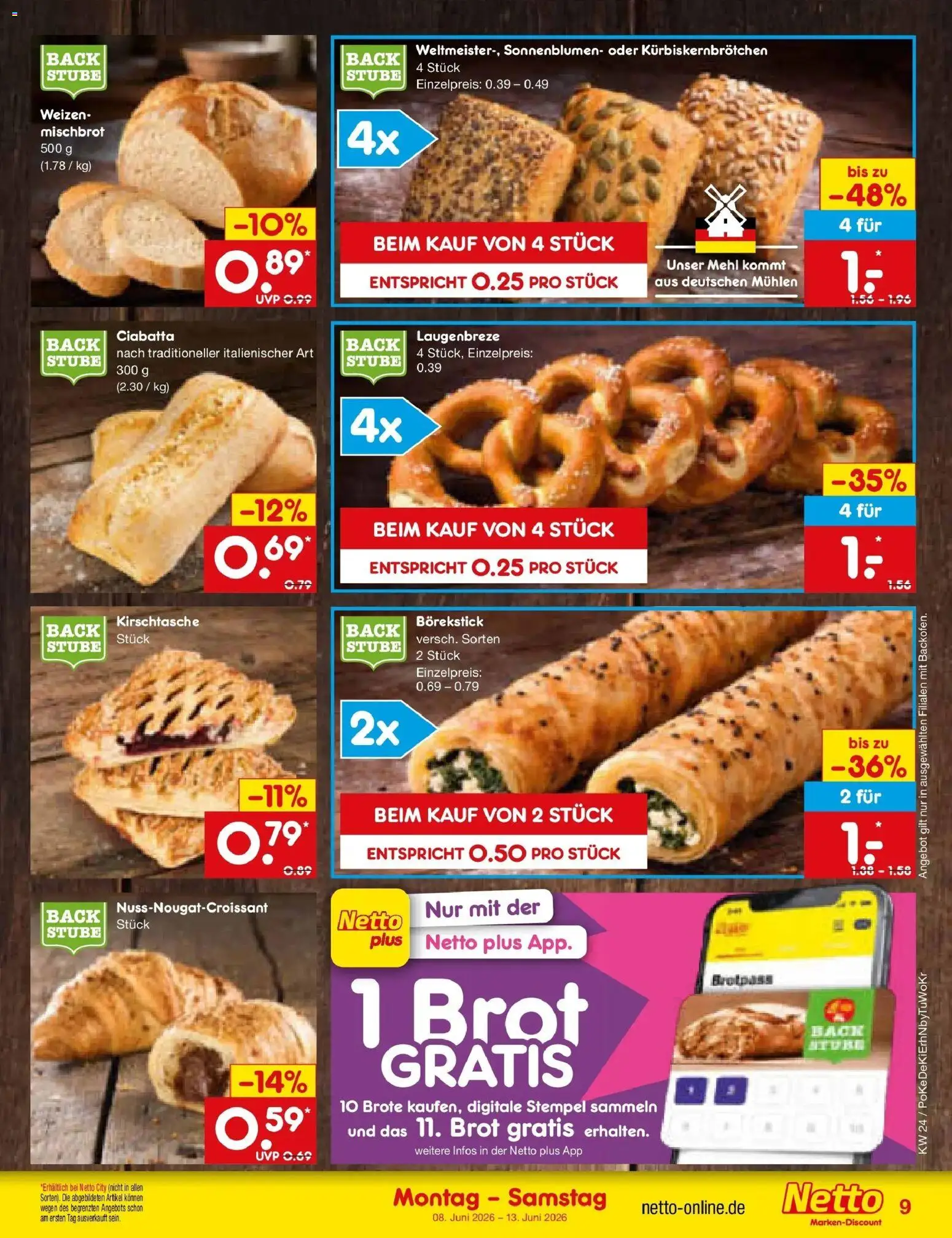 Netto Marken-Discount Prospekt Mistelbach – gültig ab 08.06.2026 | Seite: 13 | Produkte: Mehl, Brot