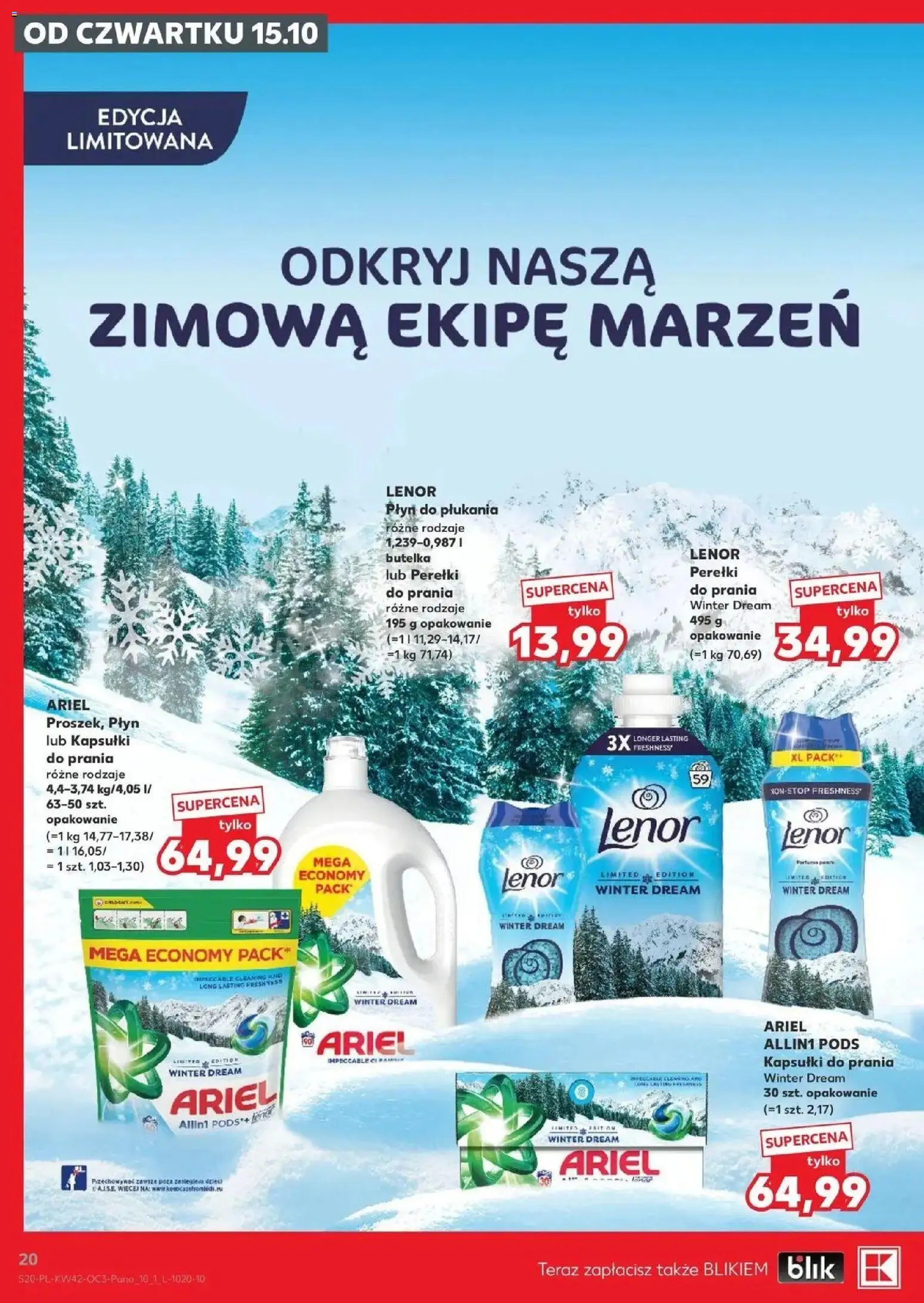 Kaufland gazetka - Chemia i kosmetyki od 15.10.2026 - od jutra PDF | Strona: 20 | Produkty: Kapsułki, Ariel, Kapsułki do prania Ariel, Detergent