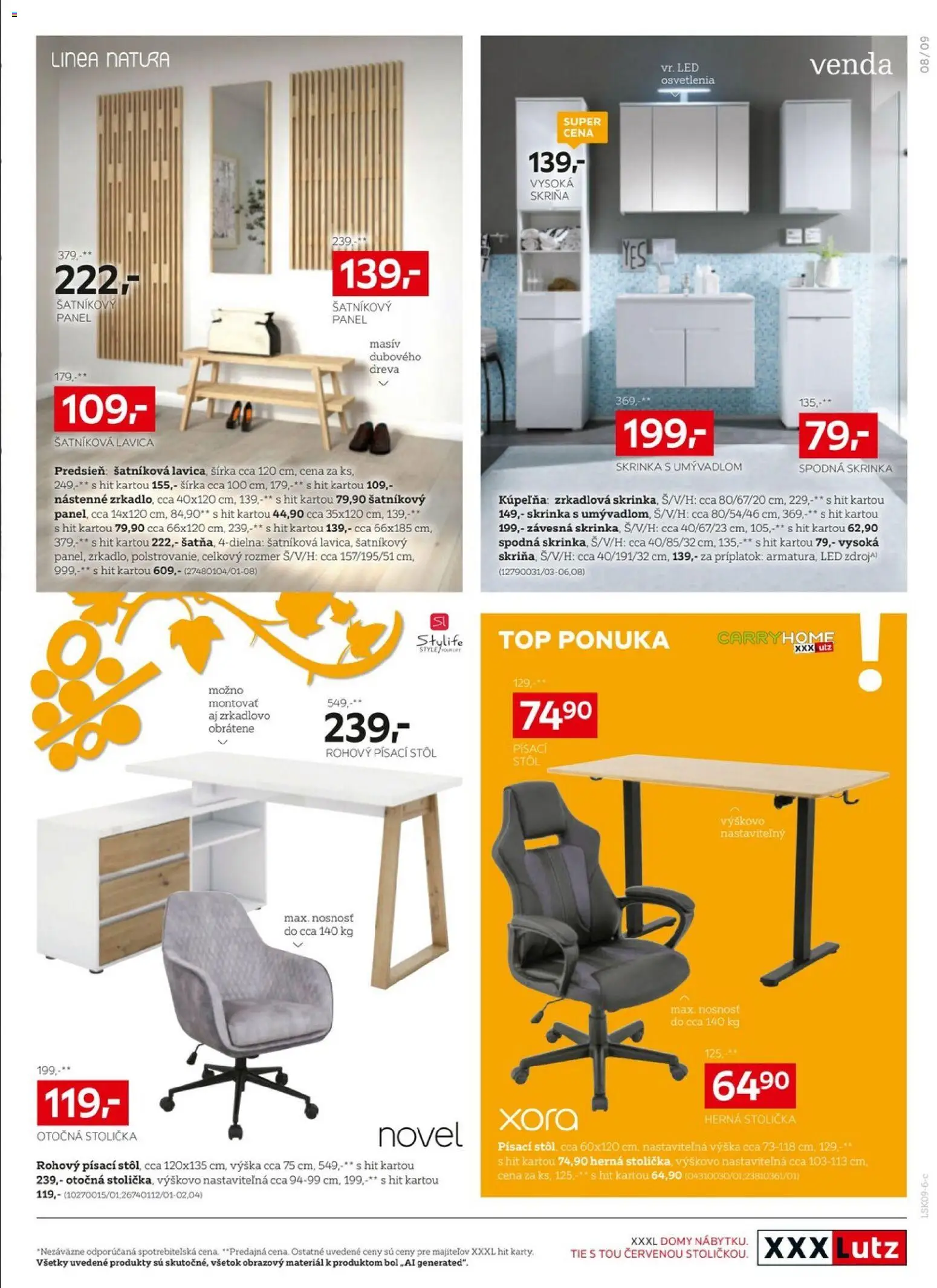 Nové XXXLutz akcie – leták je platný od 28.09.2026 | Strana: 12 | Produkty: Skriňa, Herná stolička, Rohový písací stôl, Kúpelňa