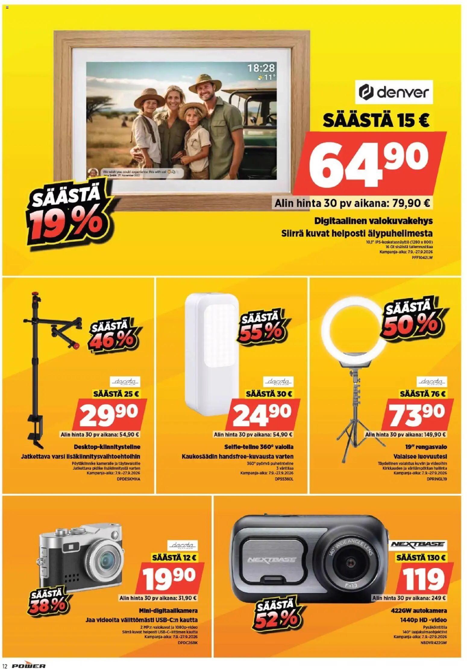 Power tarjoukset – voimassa 01/08/2026 alkaen | Sivu: 12 | Tuotteet: Valokuvakehys, Kaukosäädin, Video
