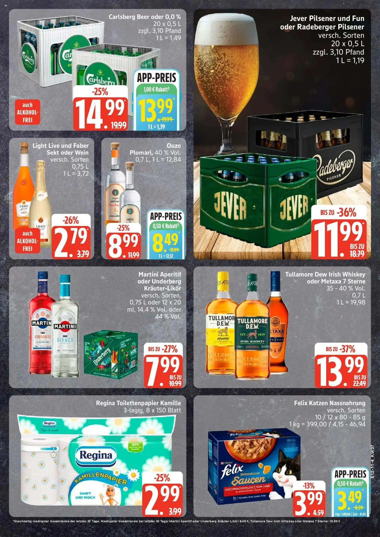 Edeka Prospekt Woldegk (ab 07.09.2026) » Angebote Online | Seite: 11 | Produkte: Carlsberg, Jever, Ente, Underberg