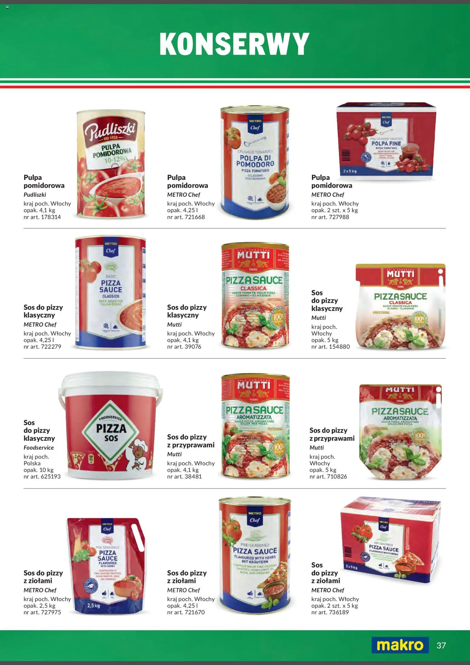 Makro Gazetka - Italia od 01.02.2026 | Strona: 37 | Produkty: Oregano, Sos do pizzy, Pizza, Sos