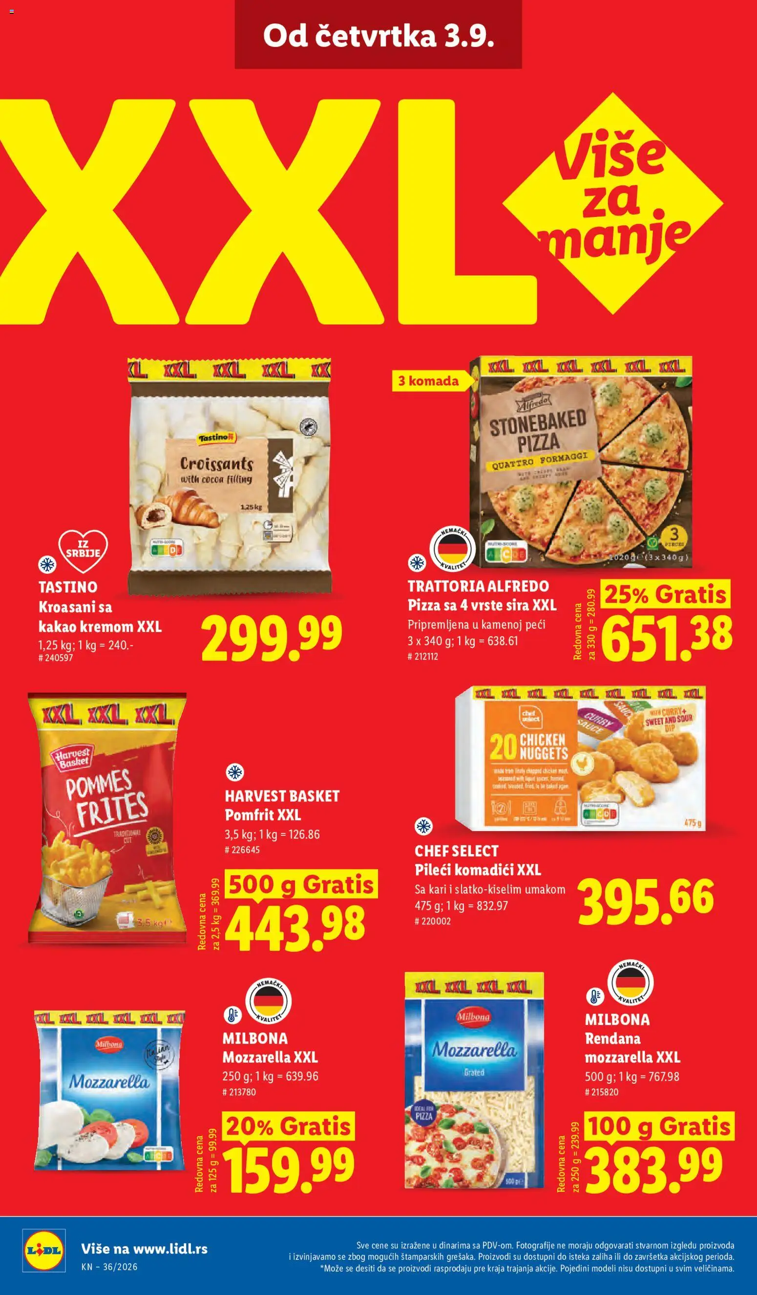 Lidl katalog - važi od 03.09.2026 | Strana: 62 | Proizvode: Kakao, Chicken nuggets, Pomfrit, Mozzarella