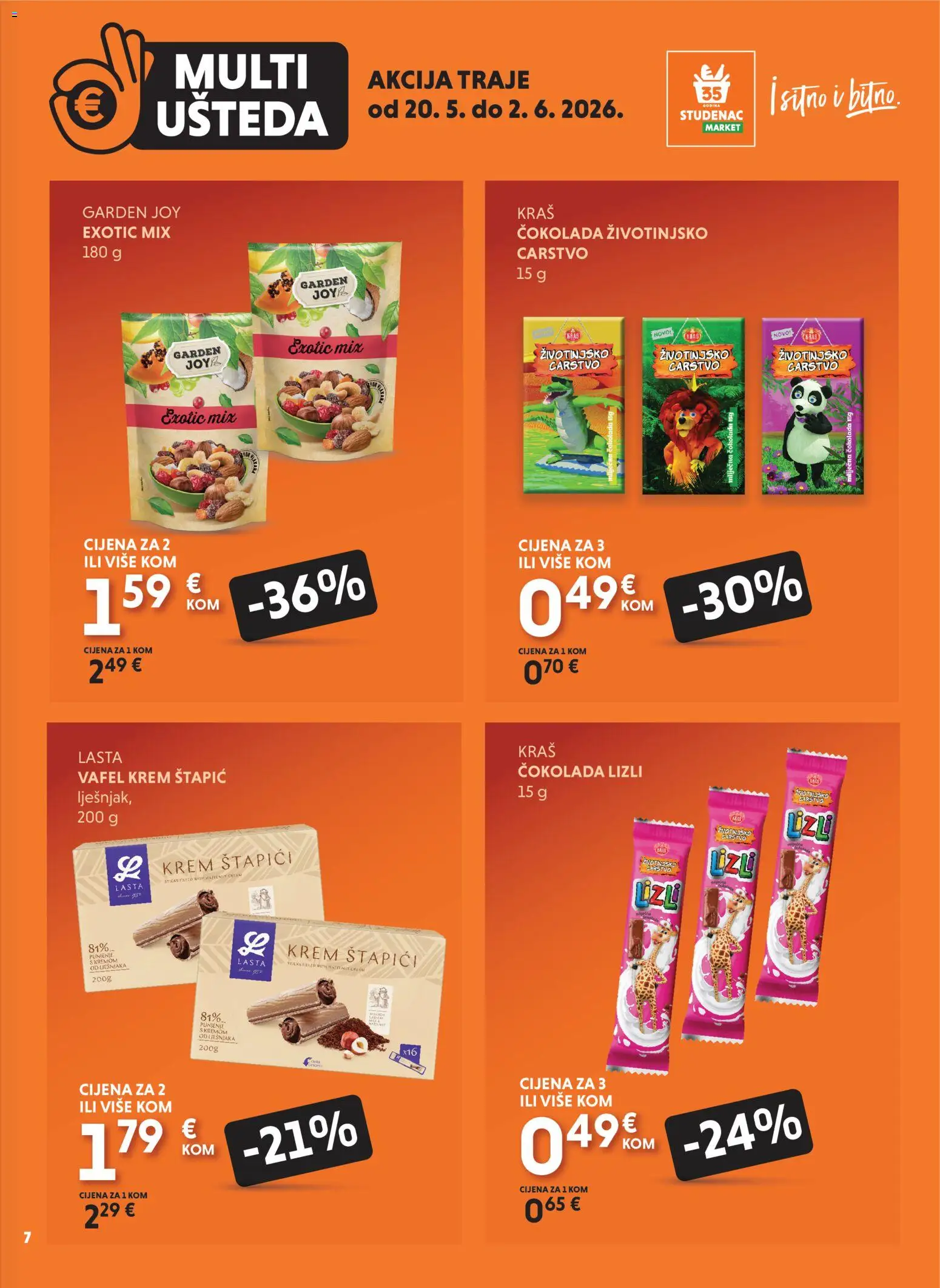 Studenac katalog | vrijedi od 20.05.2026 | Stranica: 7 | Proizvodi: Čokolada, Štapići