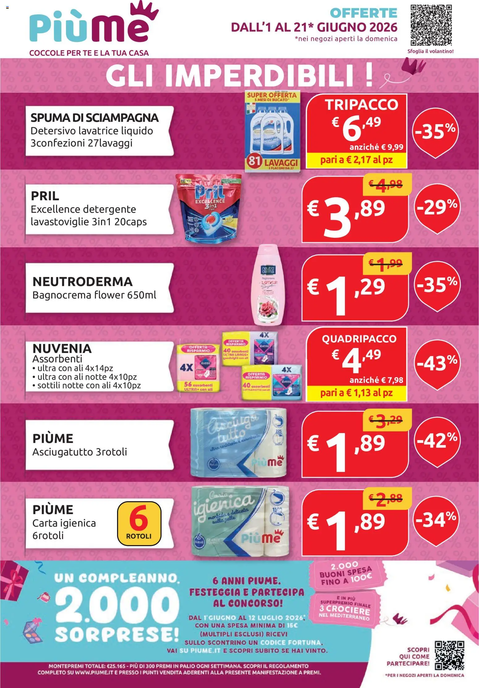 Volantino IperSoap del 01.06.2026 | Pagina: 1 | Prodotti: Carta igienica, Detergente, Lavastoviglie, Asciugatutto