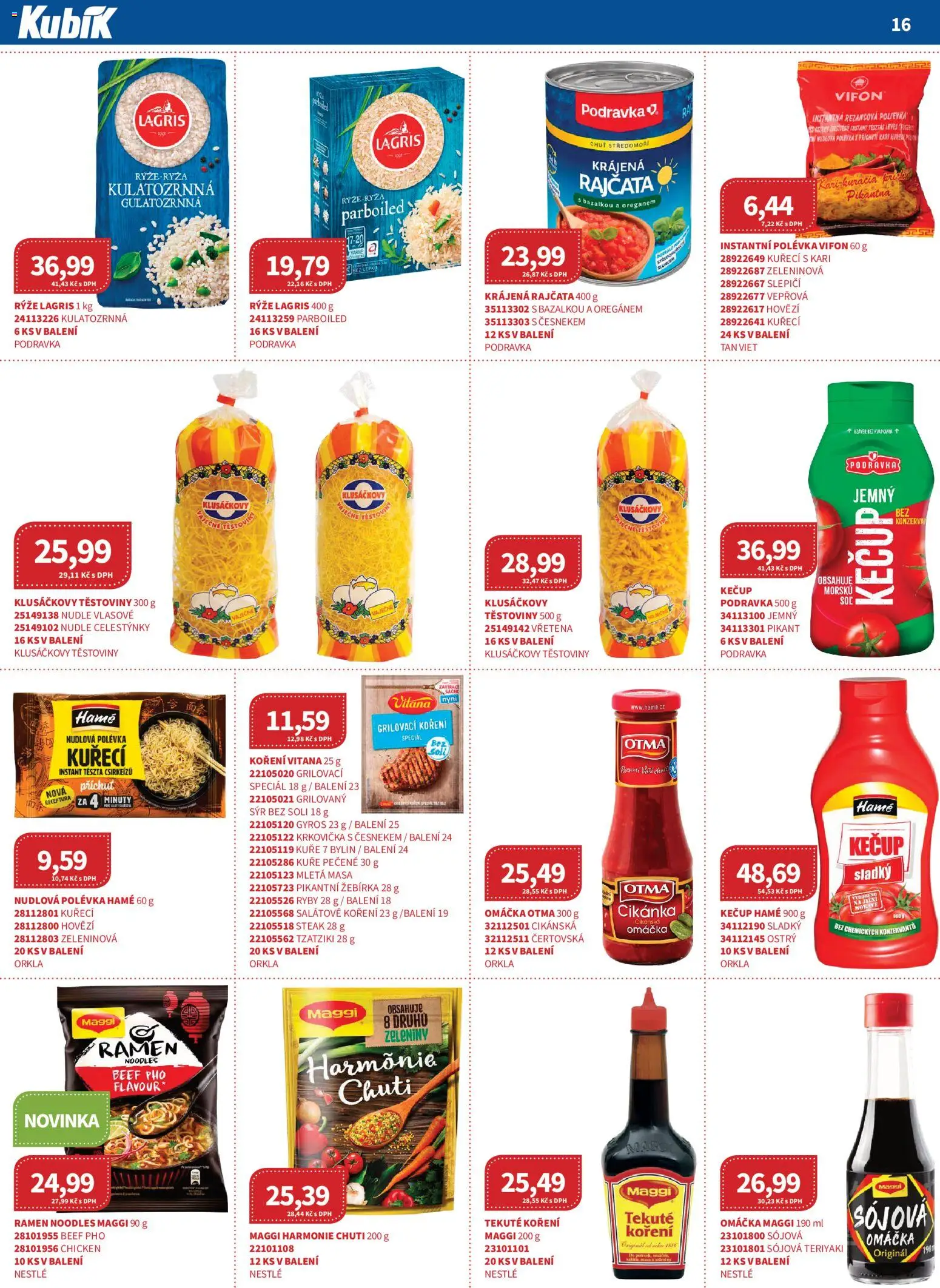 Kubík leták - Velkoobchod 05/2026 od 01.05.2026 | Strana: 16 | Produkty: Maggi, Rajčata, Rýže, Krájená rajčata