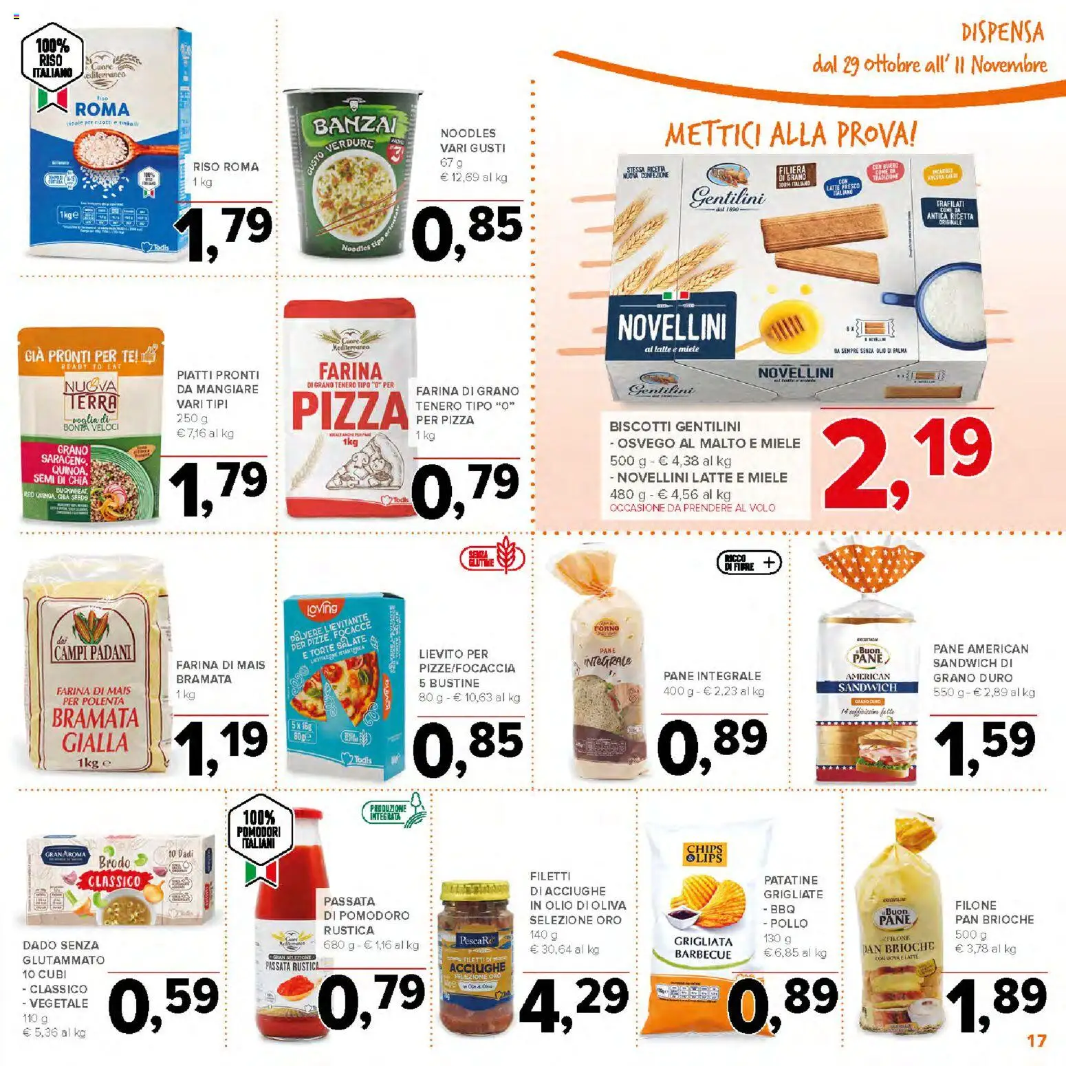 Volantino Todis del 29/10/2026 | Pagina: 17 | Prodotti: Pollo, Riso, Pescare, Farina