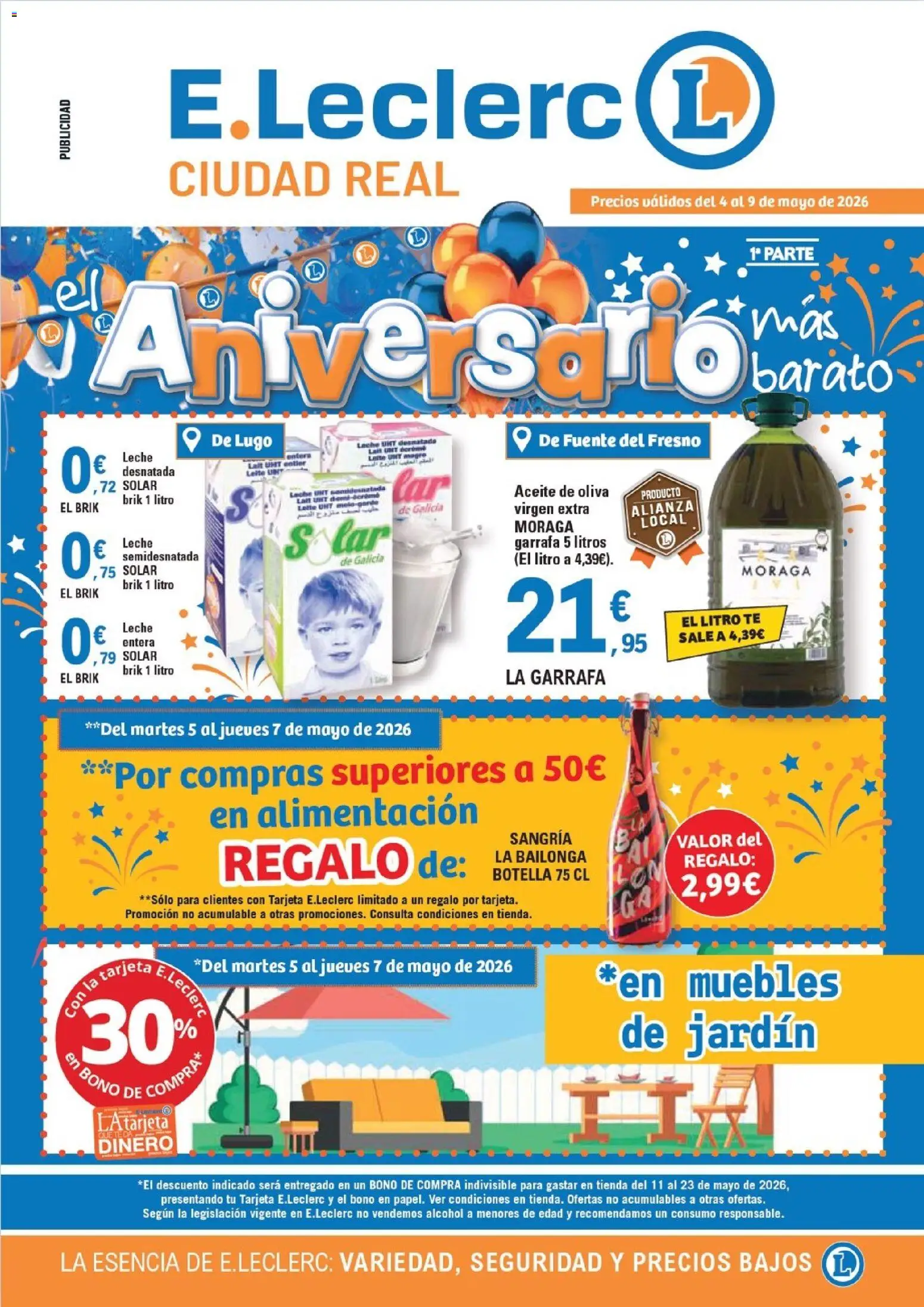 E.Leclerc Ciudad Real │ válido desde el 04.05.2026 | Página: 1 | Productos: Leche, Aceite, Aceite de oliva, Muebles