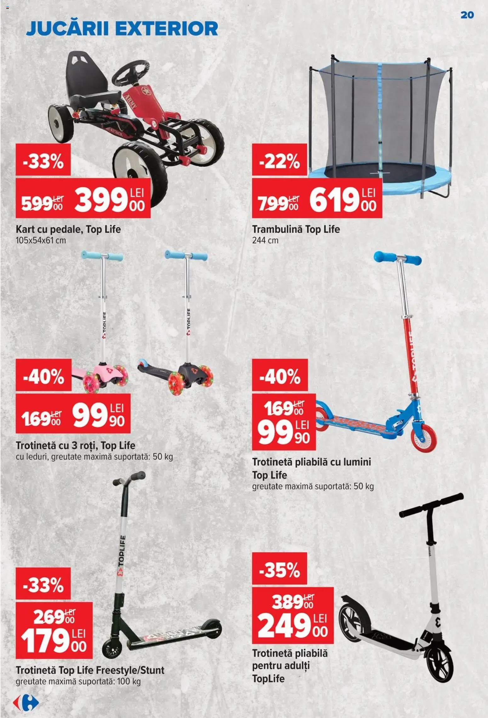 Noul catalog Carrefour – valabil de la 26.08.2026 | Pagină: 21 | Produse: Top, Trotinetă, Lumini