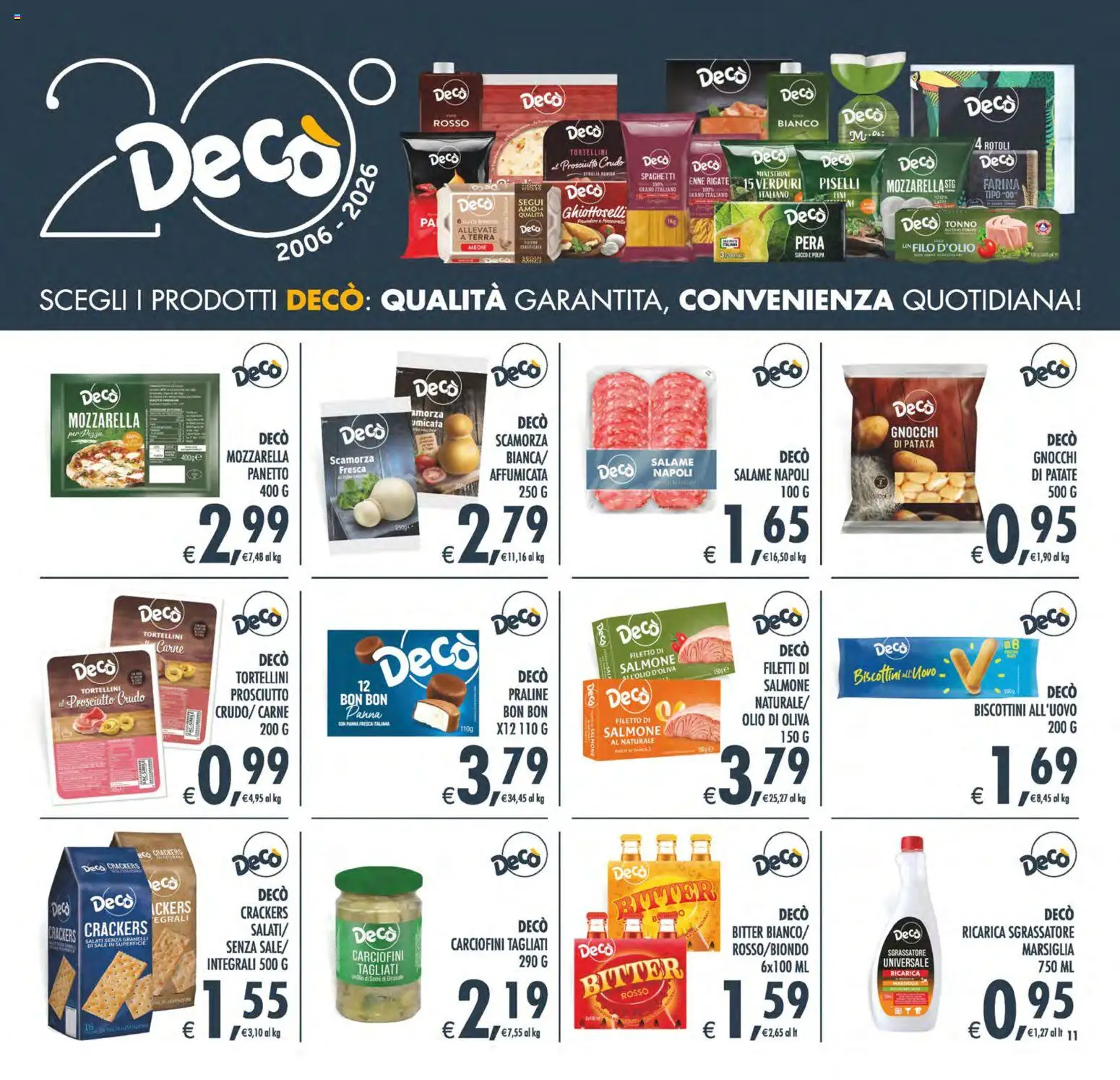 Volantino Decò del 28.04.2026 | Pagina: 12 | Prodotti: Minestrone, Salame, Succo, Piselli