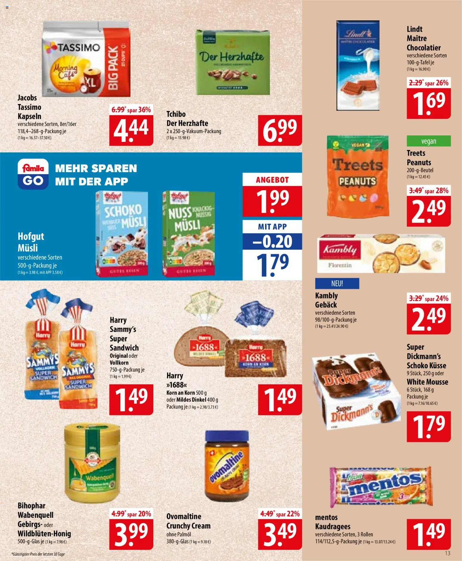 Famila Prospekt – gültig ab 01.06.2026 | Seite: 13 | Produkte: Musli, Ovomaltine, Lindt, Tassimo