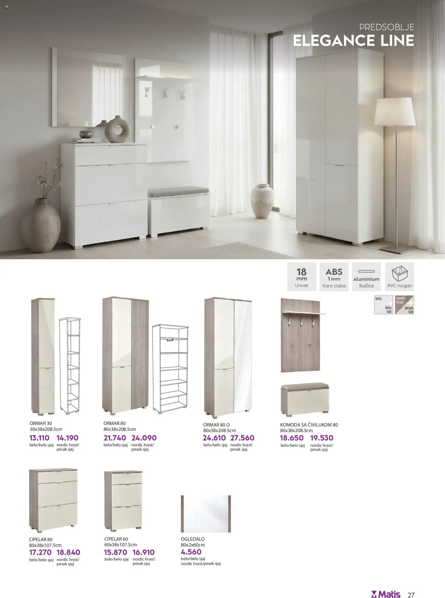 Matis katalog - važi od 01.01.2026 | Strana: 27 | Proizvode: Komoda, Ormar, Ogledalo, Cipelar