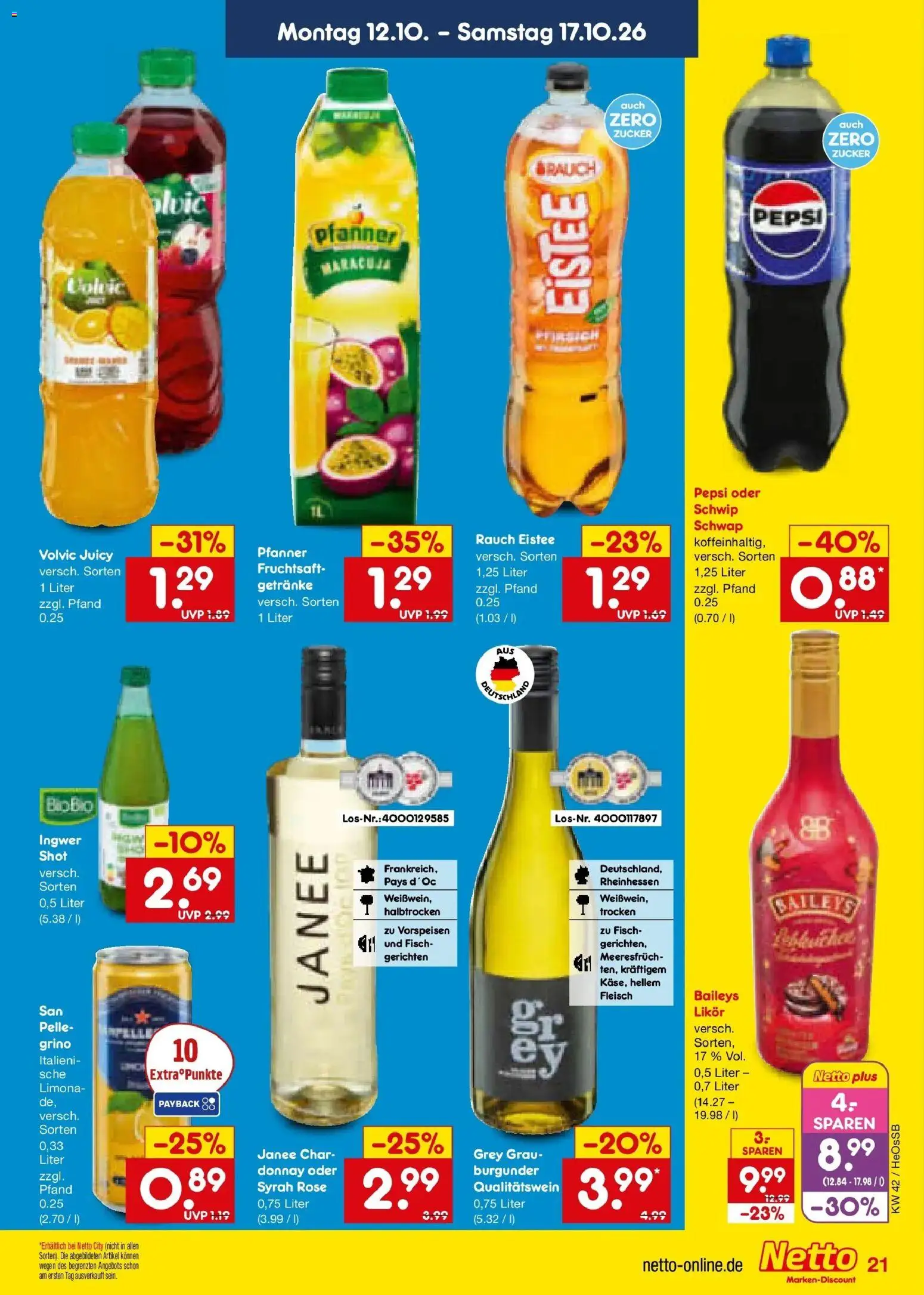 Netto Marken-Discount Prospekt Rostock – gültig ab 12.10.2026 | Seite: 25 | Produkte: Zucker, Volvic, Fruchtsaft, Fleisch