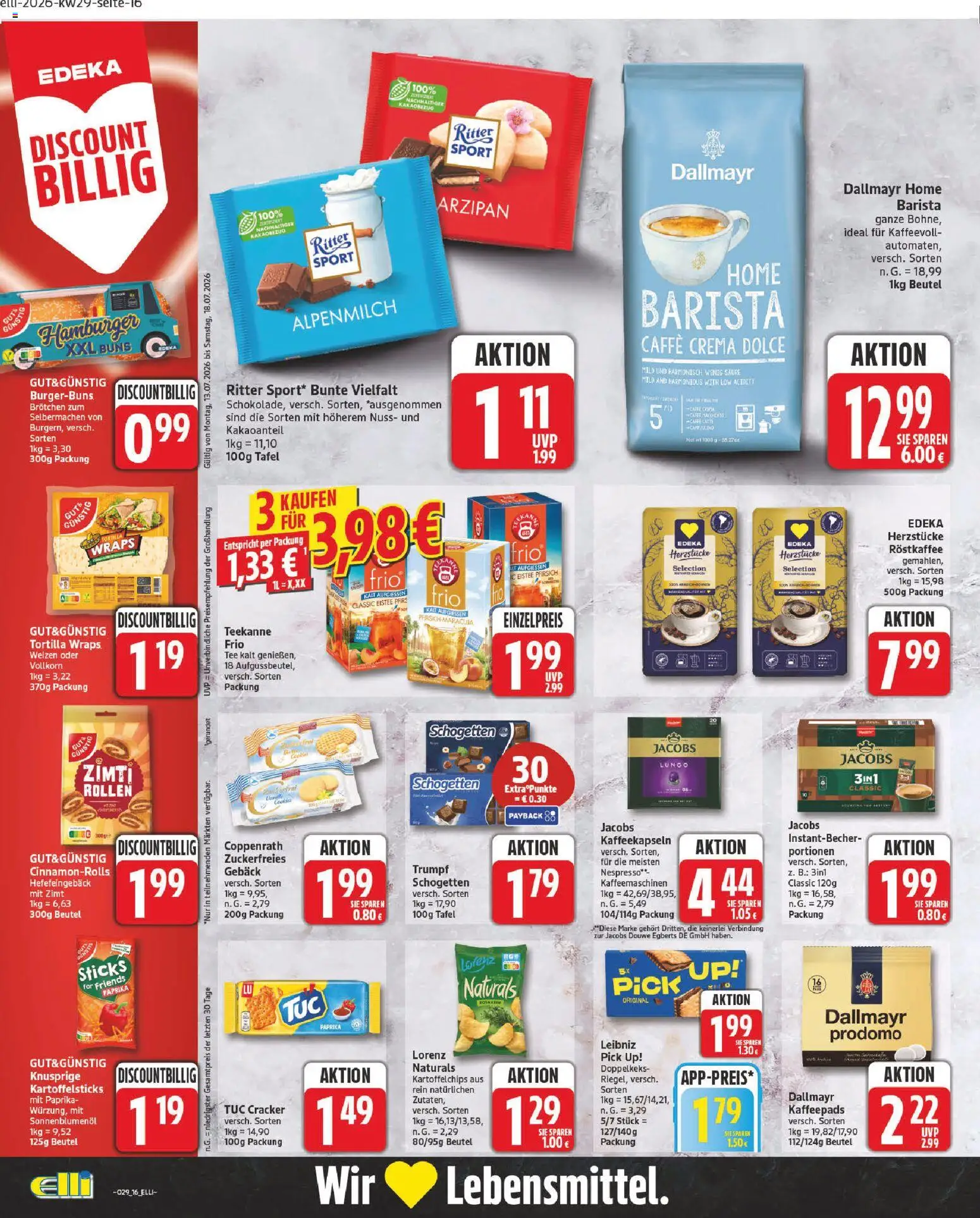 Elli Markt Prospekt Erwitte – gültig ab 13.07.2026 | Seite: 18 | Produkte: Kaffeepads, Ritter sport, Paprika, Tee