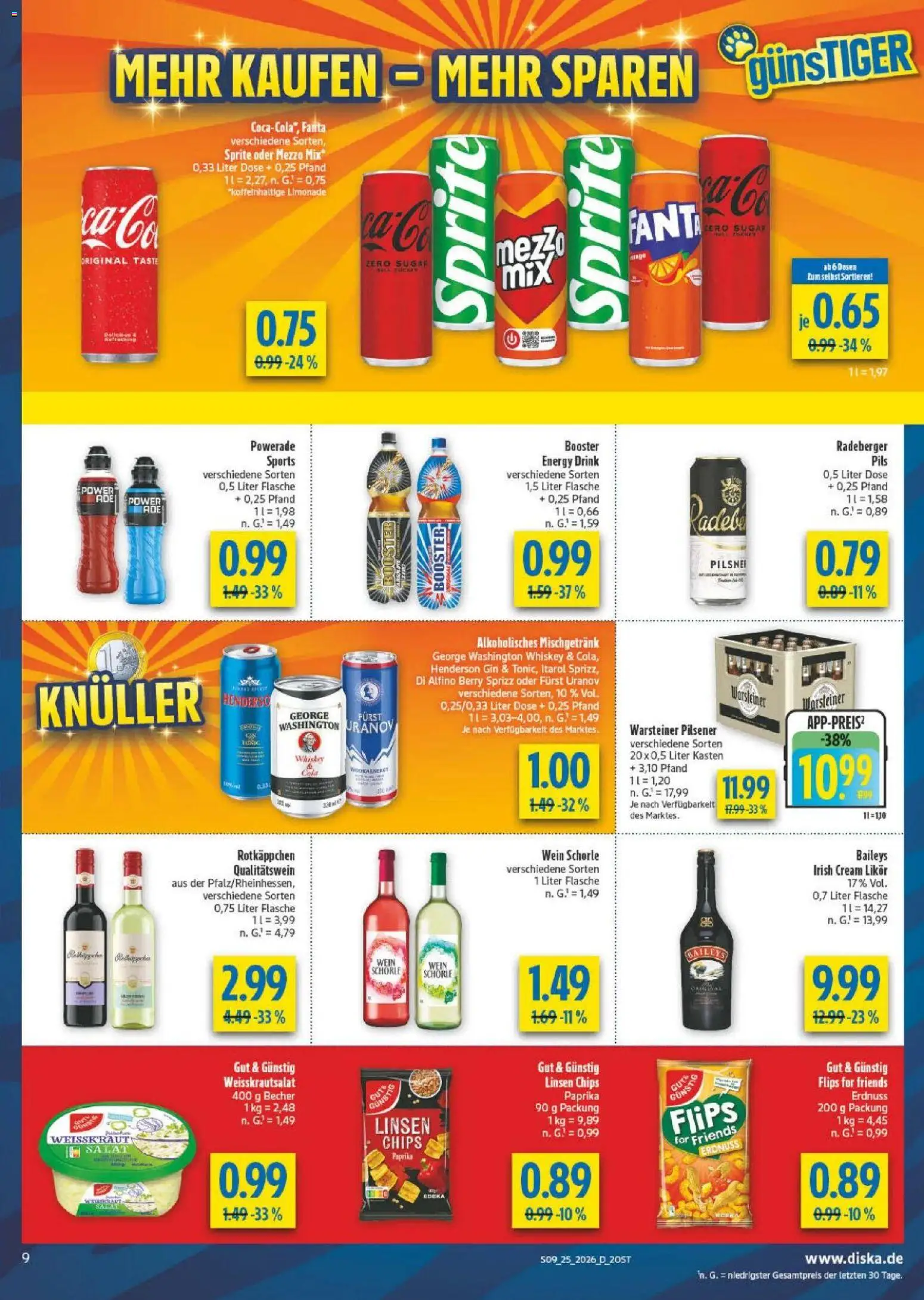 Diska Prospekt – gültig ab 15.06.2026 | Seite: 13 | Produkte: Mezzo mix, Pils, Baileys, Whiskey