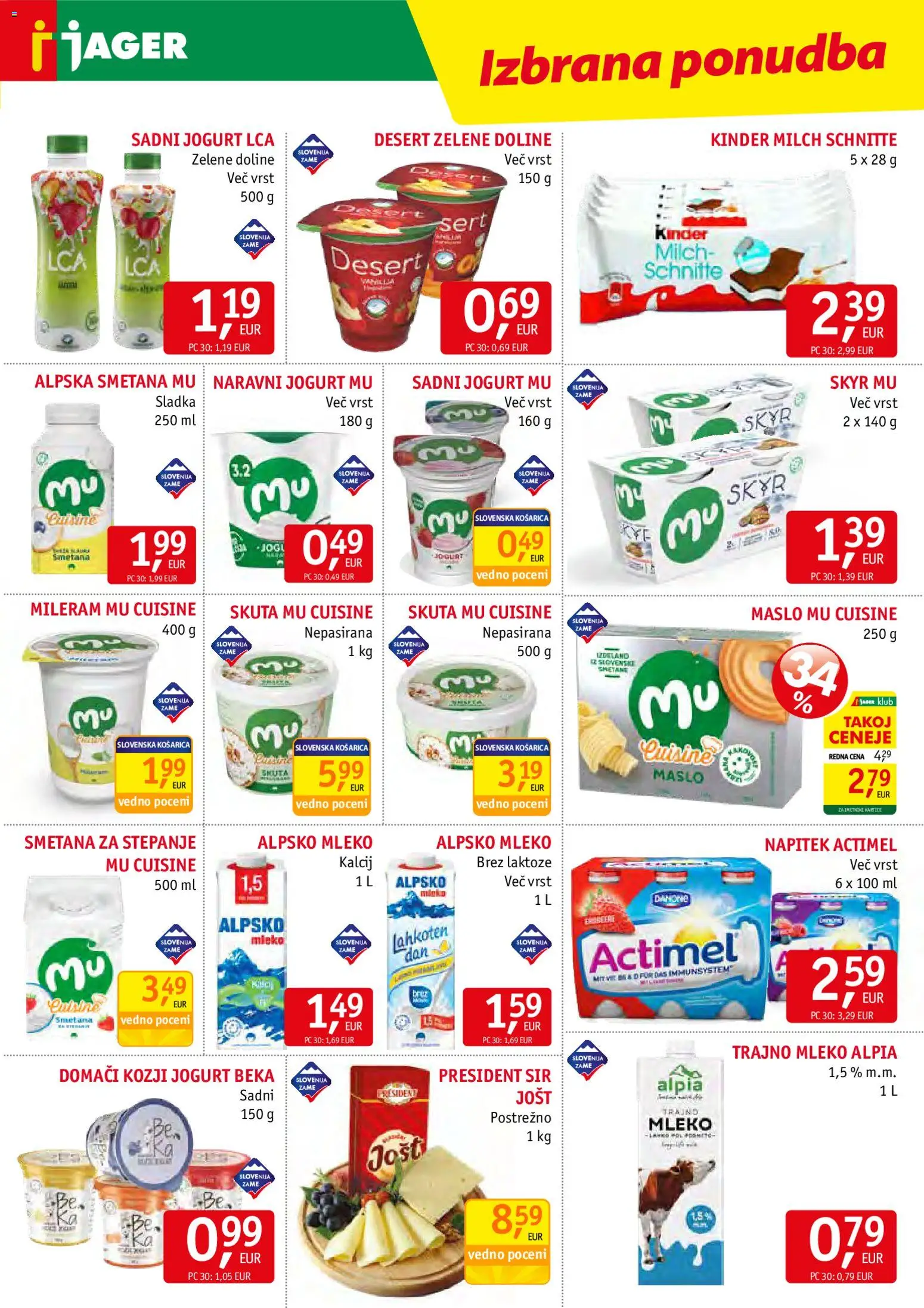 Novi Jager katalog ponudbe – veljaven od 27.05.2026 | Stran: 5 | Izdelki: Mileram, Mleko, Maslo, Skuta