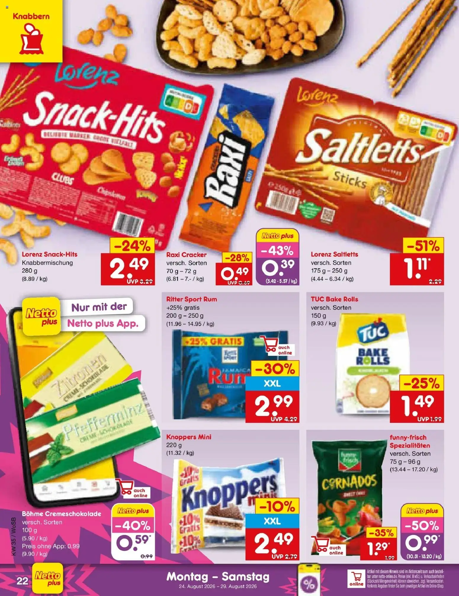 Netto Marken-Discount Prospekt Ludwigshafen-Edigheim (ab 24.08.2026) » Angebote | Seite: 34 | Produkte: Rum, Spezialitäten, Knoppers, Zitronen