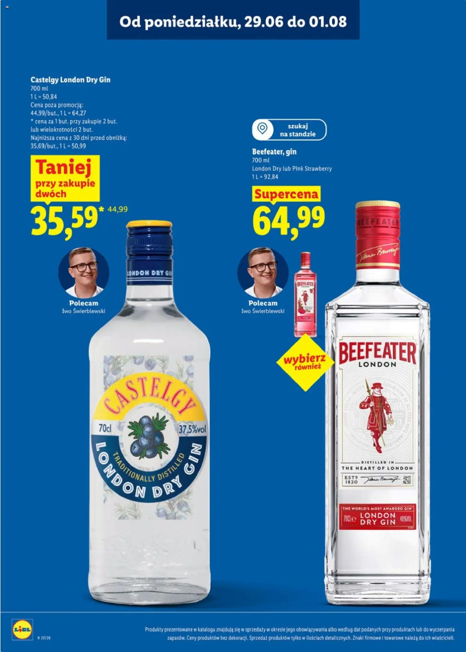 Lidl Katalog alkoholi mocnych od 29.06.2026 | Strona: 15 | Produkty: Beefeater, Gin