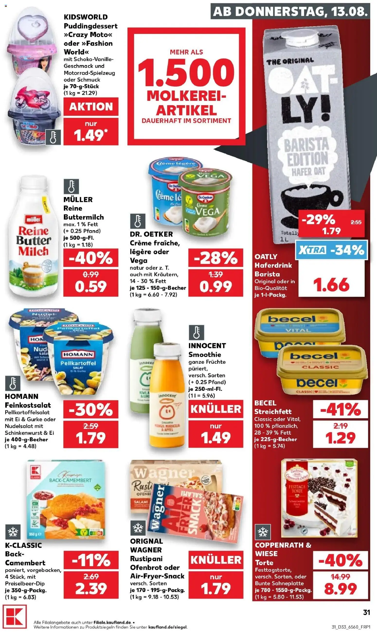 Prospekt Kaufland ab 13.08.2026 » Angebote Online zum Blättern | Seite: 35 | Produkte: Milch, Becel, Creme, Haferdrink
