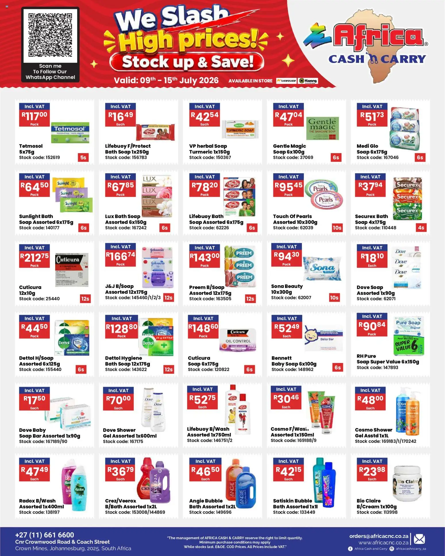 New Africa Cash & Carry catalogue – valid from 09/07/2026 | Page: 8 | Products: Bath, Shower, Oil, Stock
