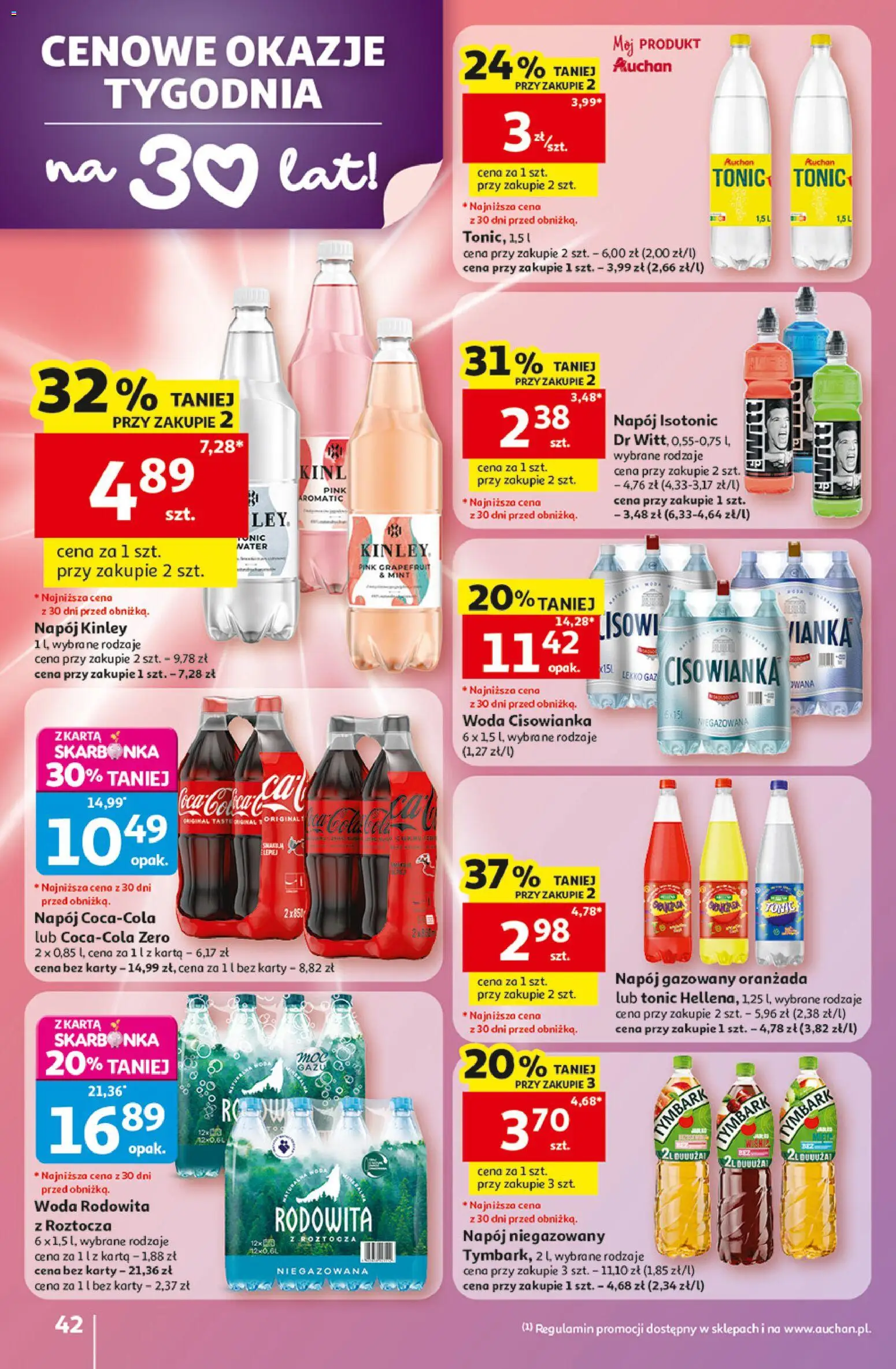 Auchan gazetka - 30 Lat Hipermarket od 07.05.2026 | Strona: 42 | Produkty: Karta, Woda