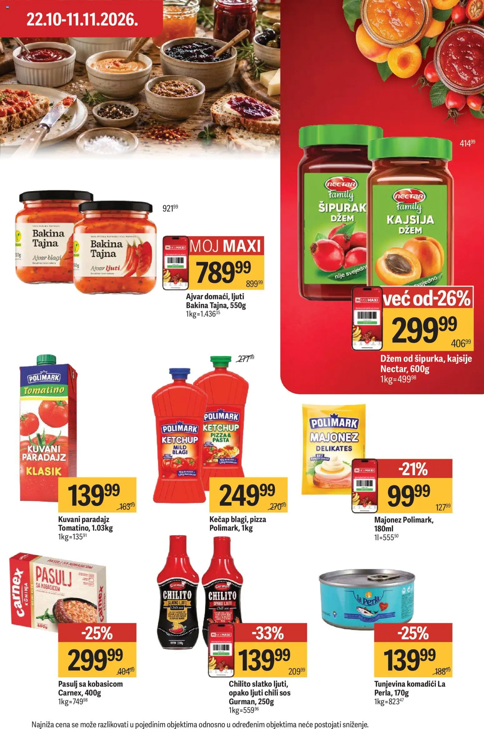 Maxi katalog - važi od 29.10.2026 | Strana: 22 | Proizvode: Ajvar, Pasta, Sos, Kajsije
